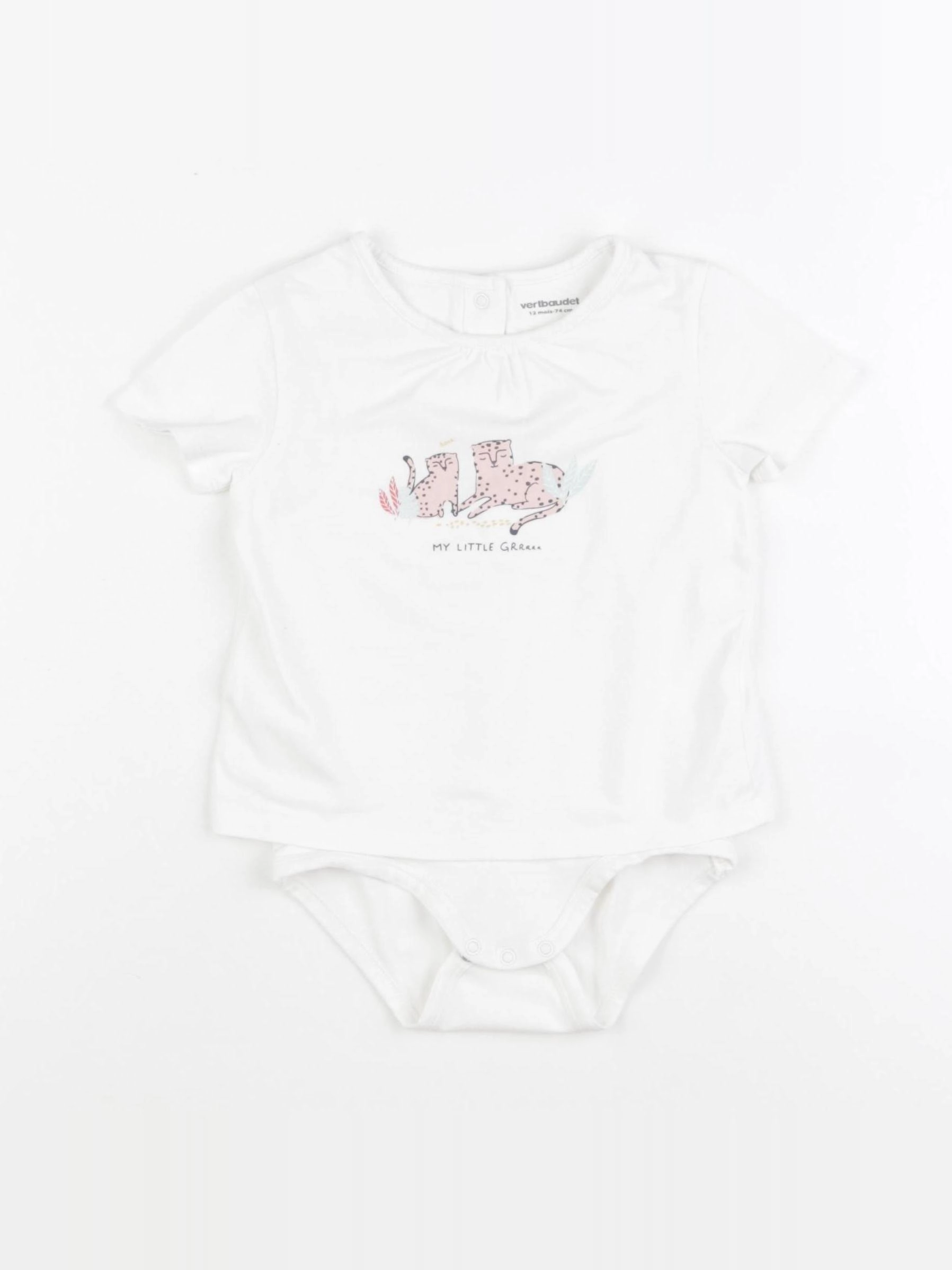 Vertbaudet - body tee-shirt beige - 12 mois