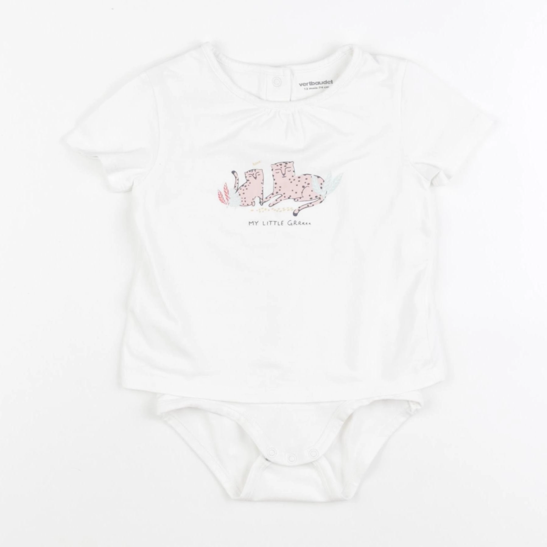 Vertbaudet - body tee-shirt beige - 12 mois