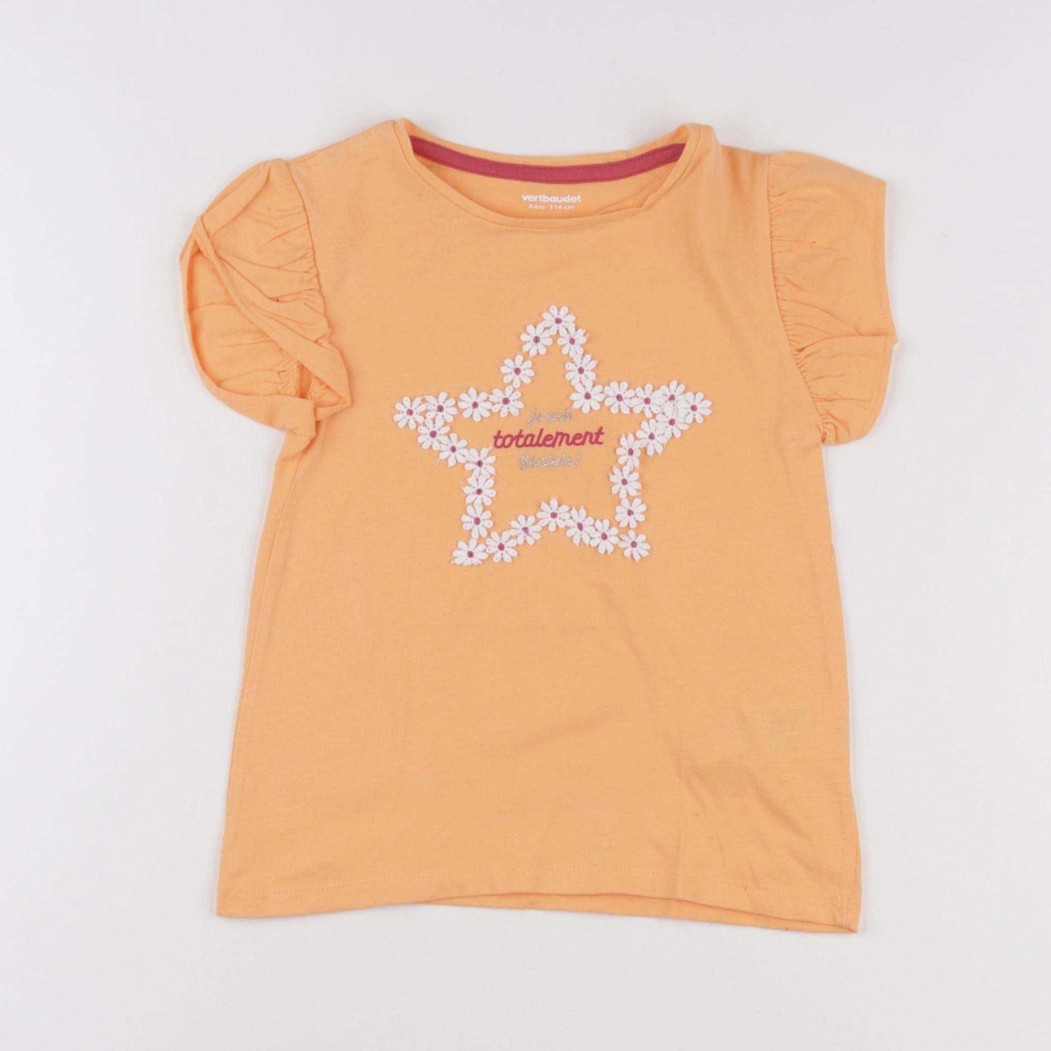 Vertbaudet - tee-shirt orange - 6 ans