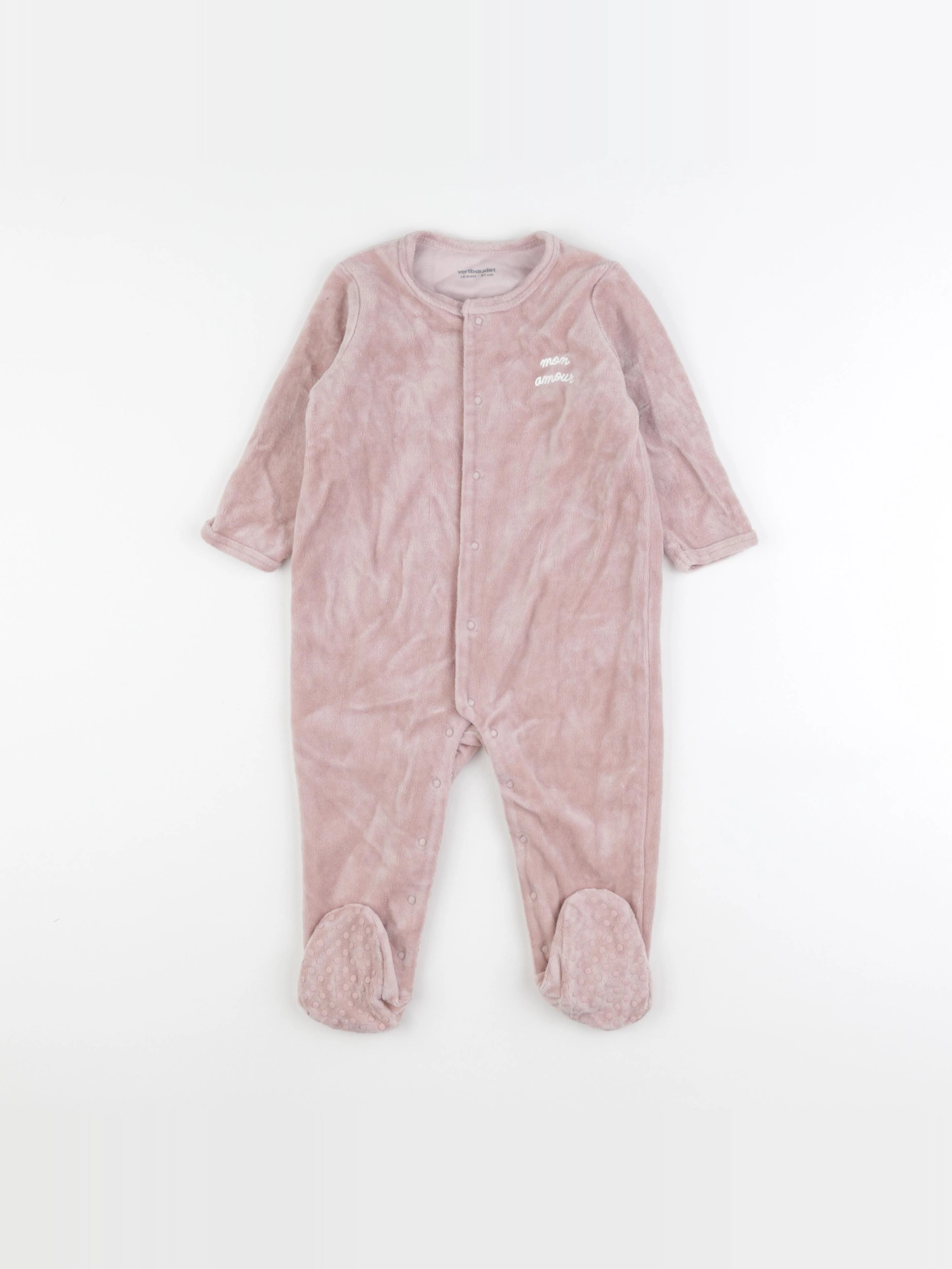 Vertbaudet - pyjama velours rose - 18 mois