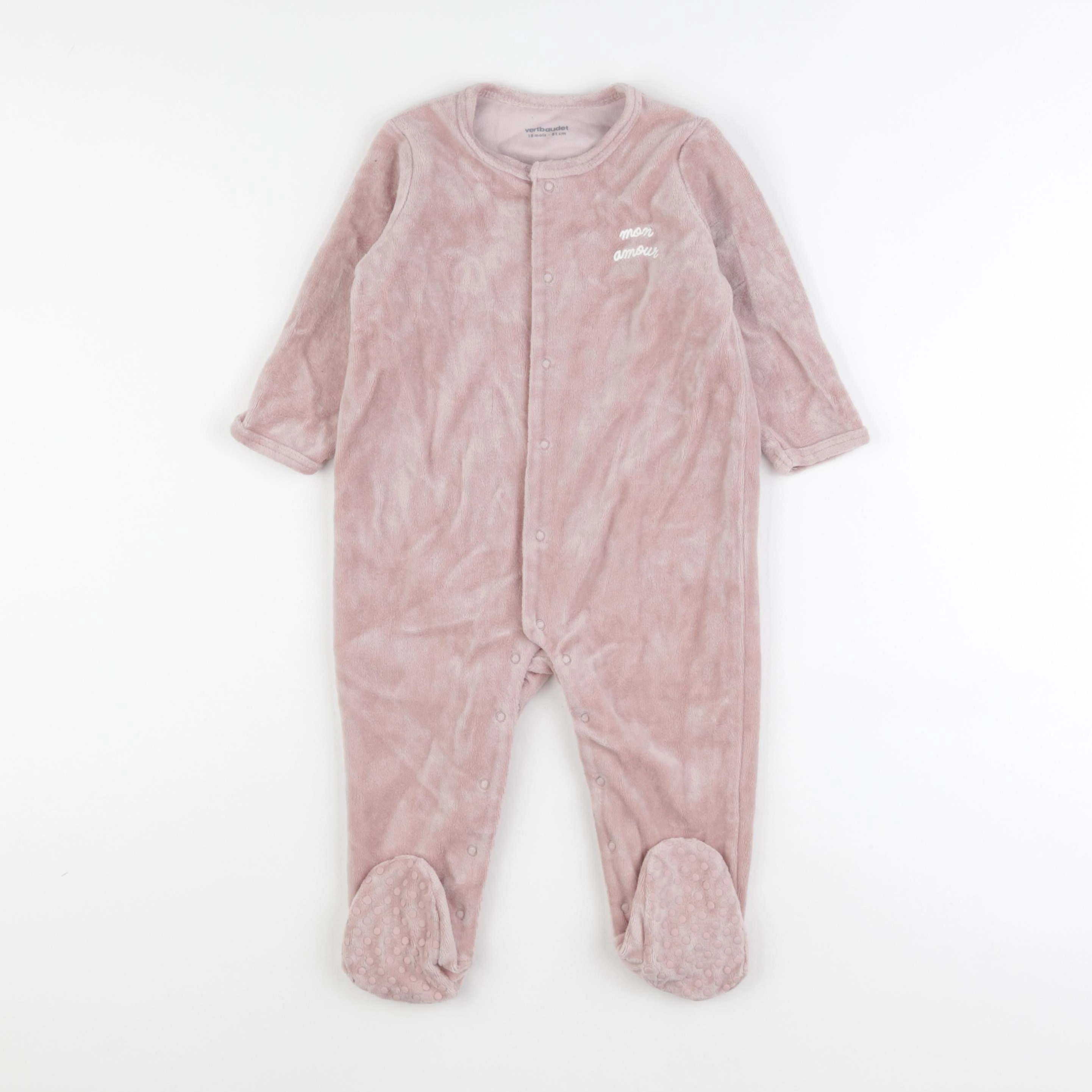 Vertbaudet - pyjama velours rose - 18 mois