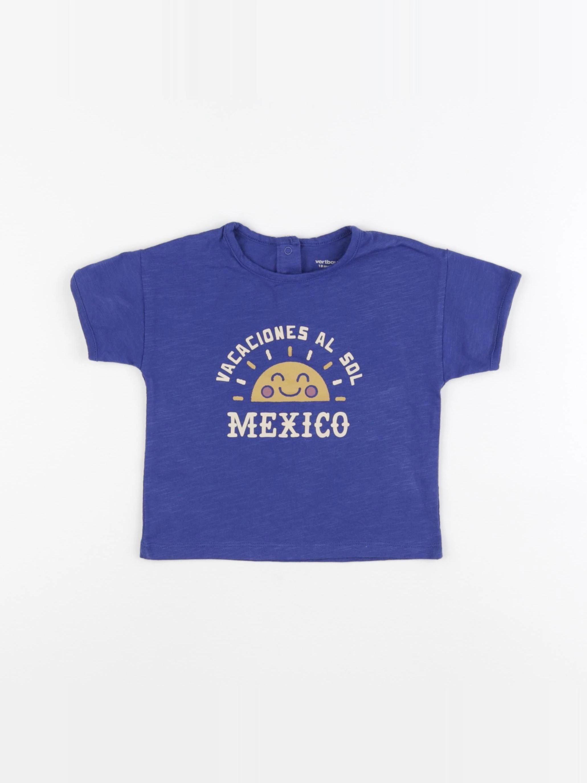 Vertbaudet - tee-shirt bleu - 12 mois