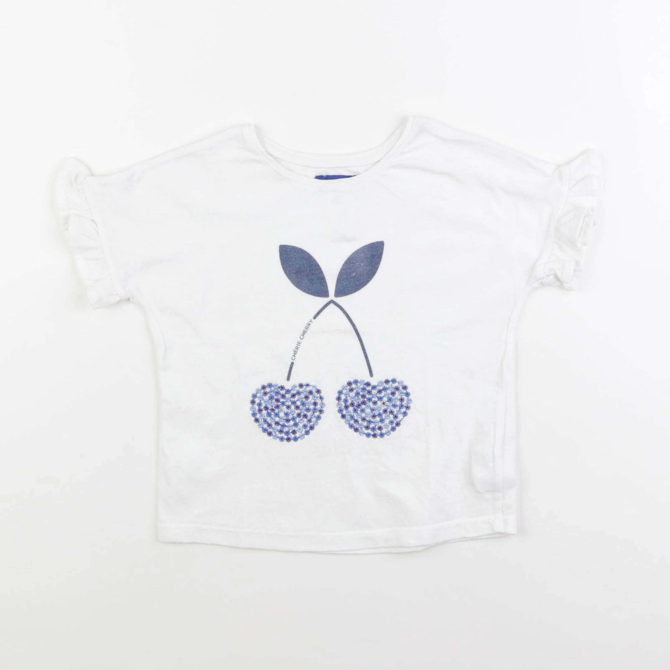 Okaidi - tee-shirt blanc, bleu - 4 ans