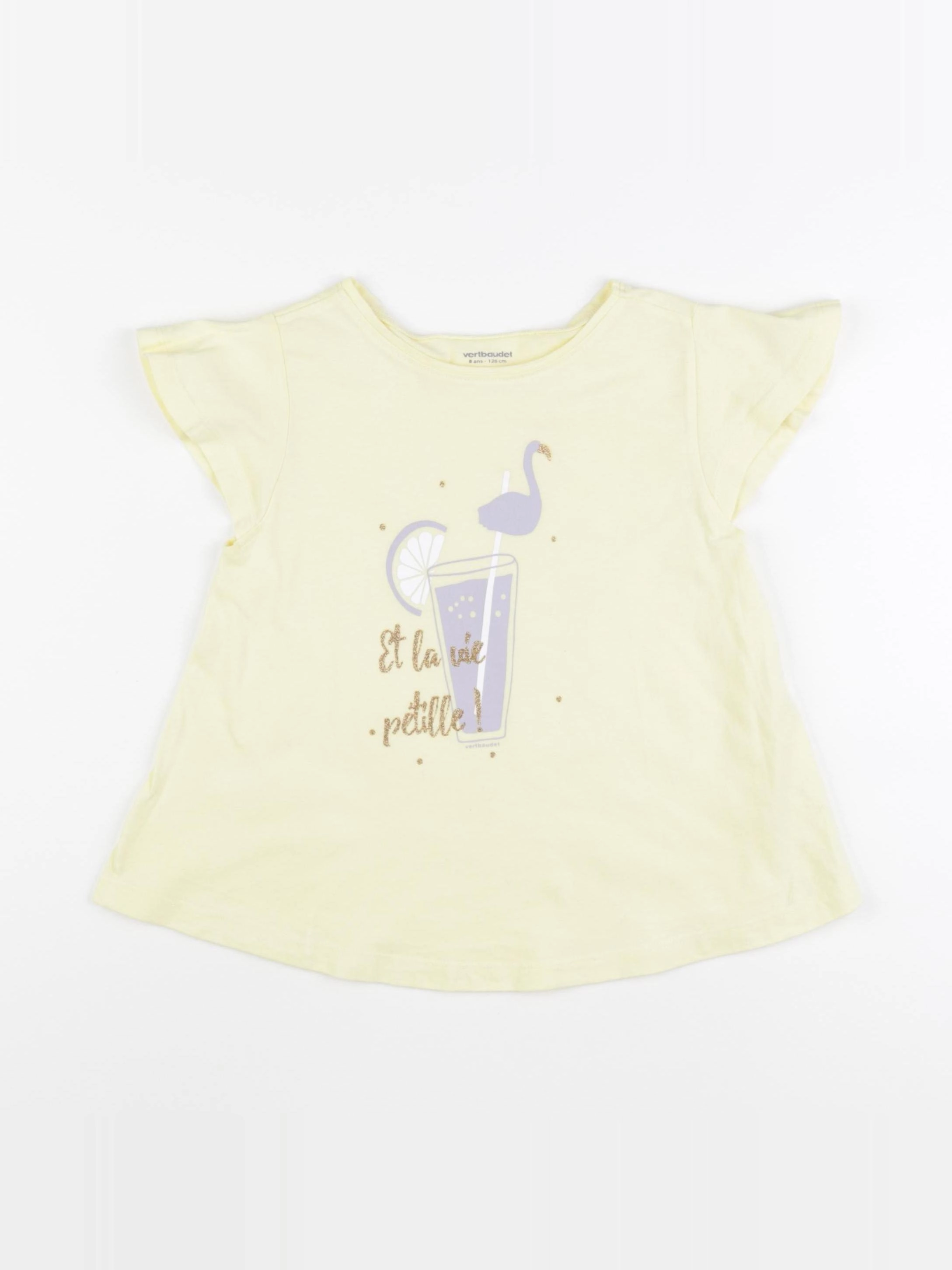 Vertbaudet - tee-shirt jaune - 8 ans