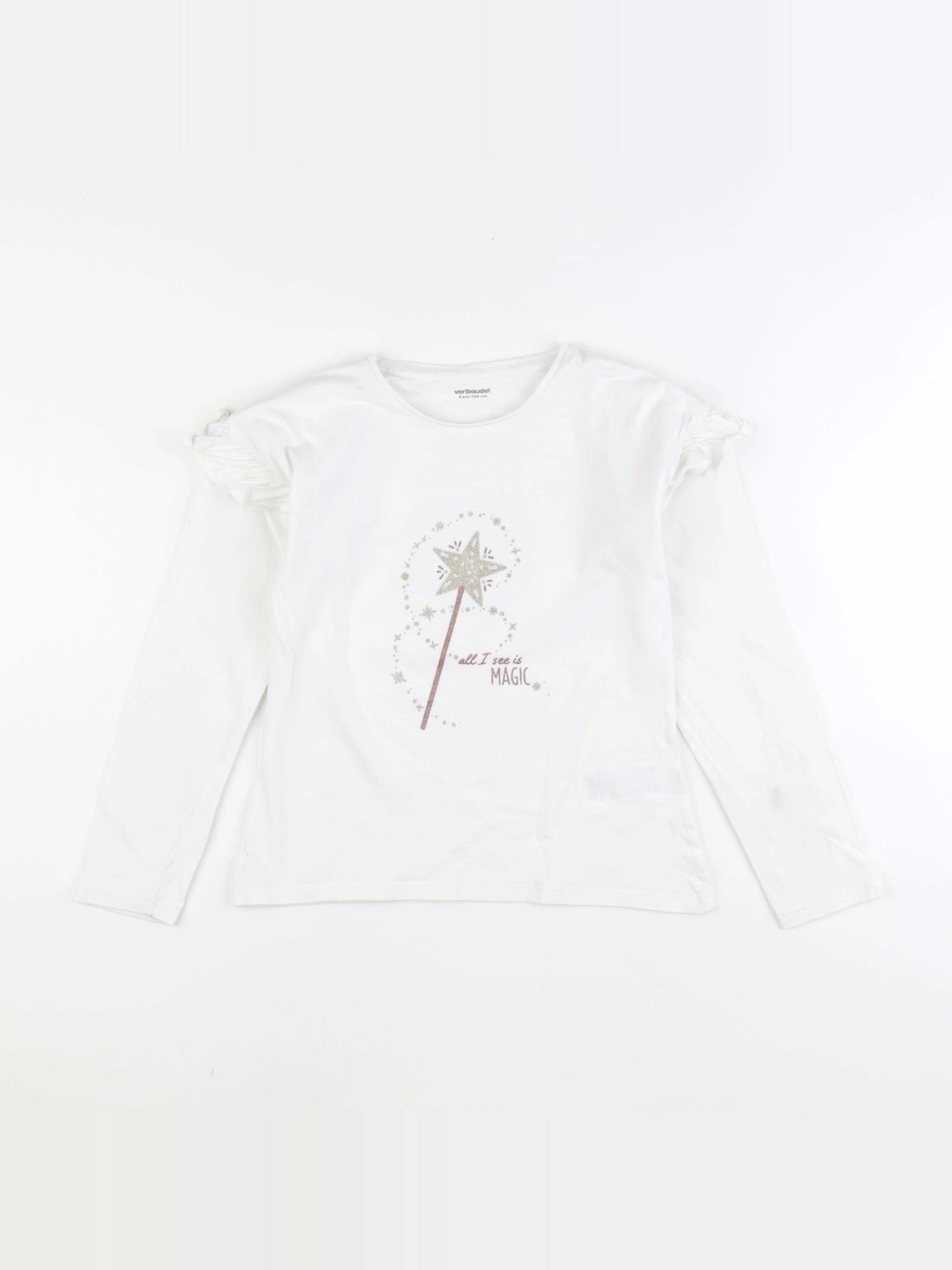Vertbaudet - tee-shirt blanc - 8 ans