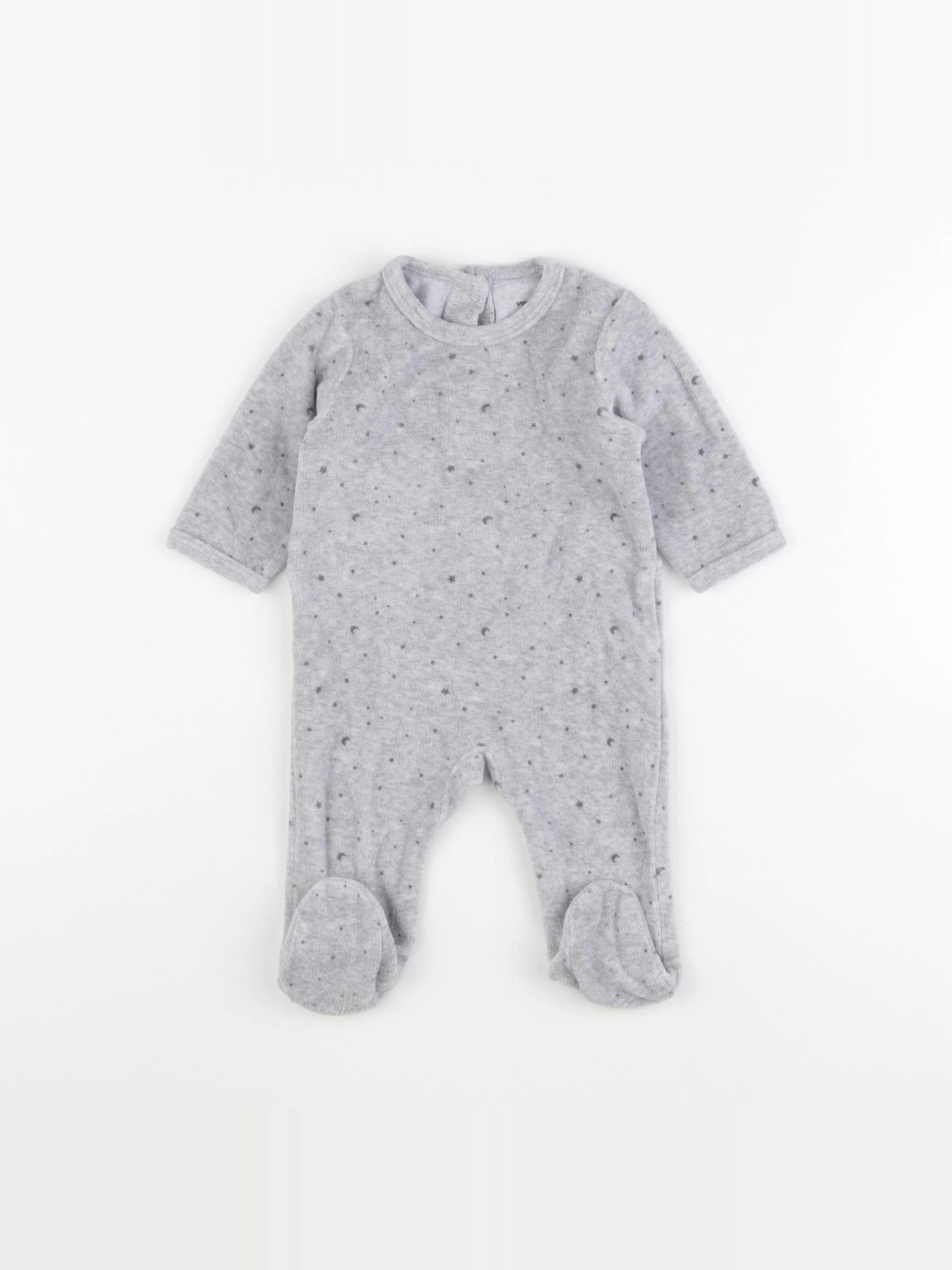 Vertbaudet - pyjama velours gris - 3 mois