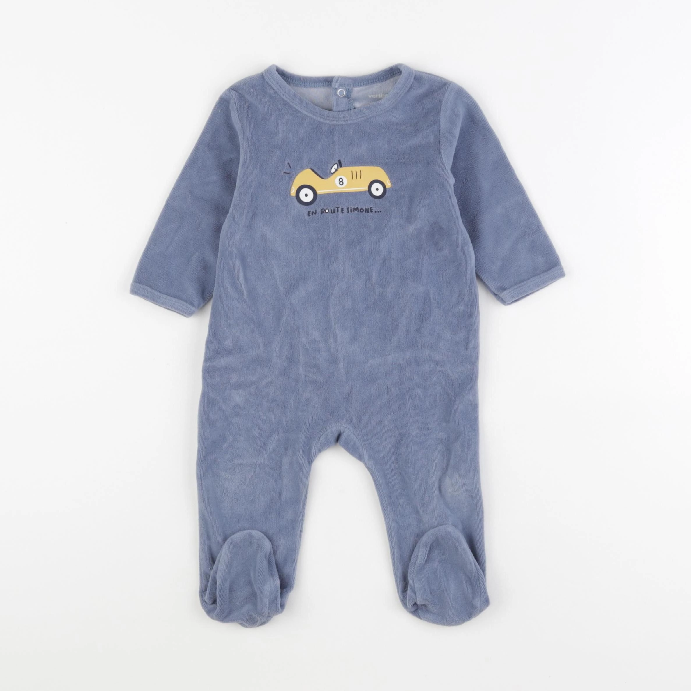 Vertbaudet - pyjama velours bleu - 6 mois