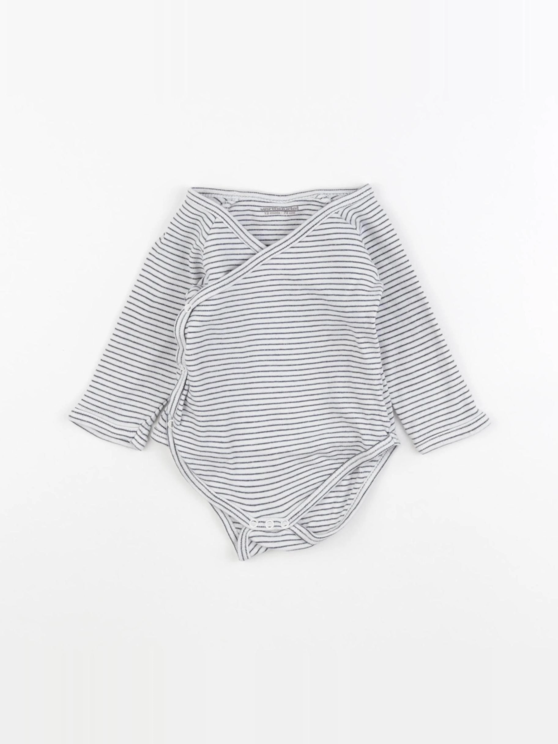 Vertbaudet - body gris, blanc - 12 mois