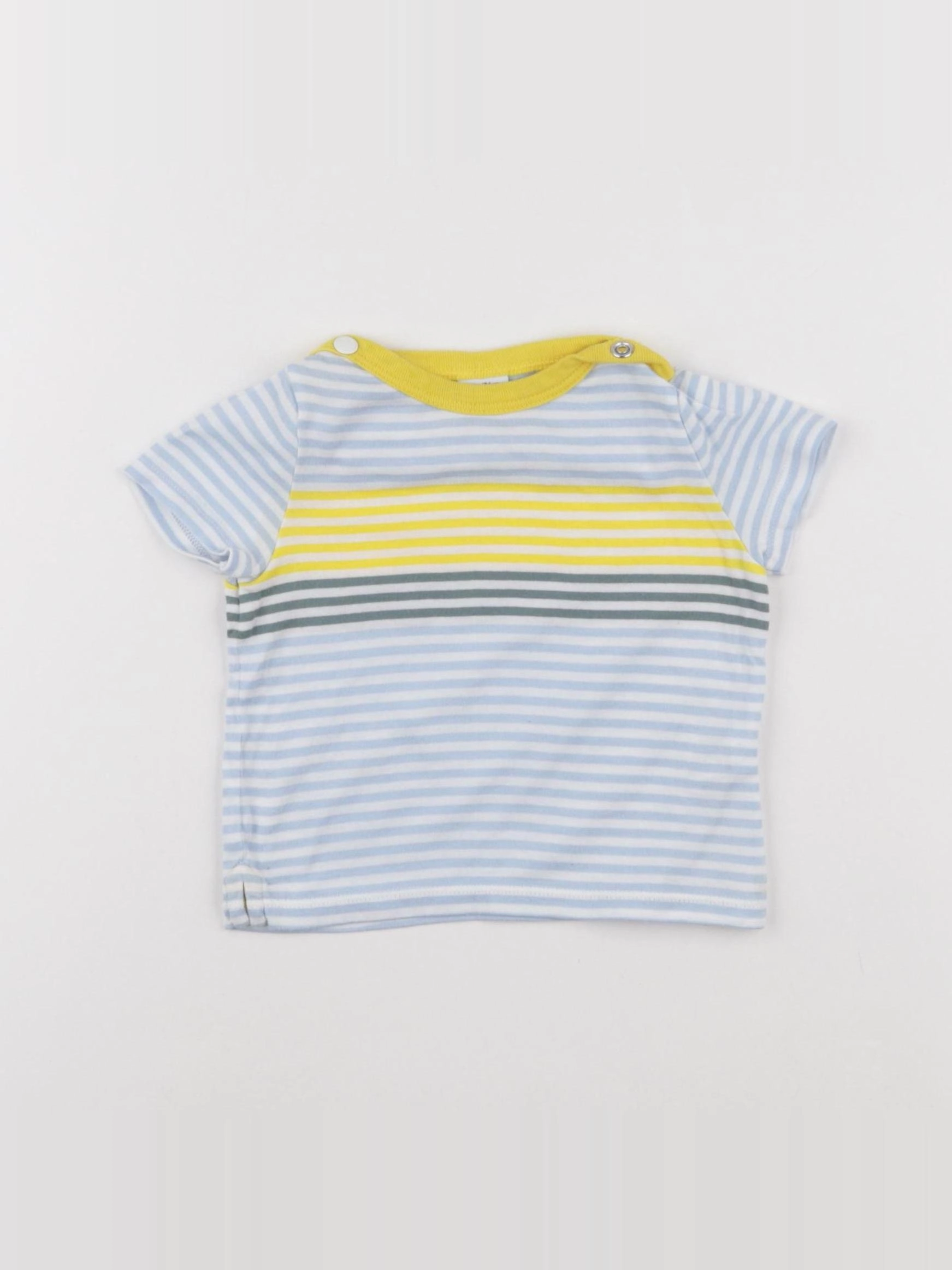 Petit Bateau - tee-shirt blanc, bleu - 12 mois