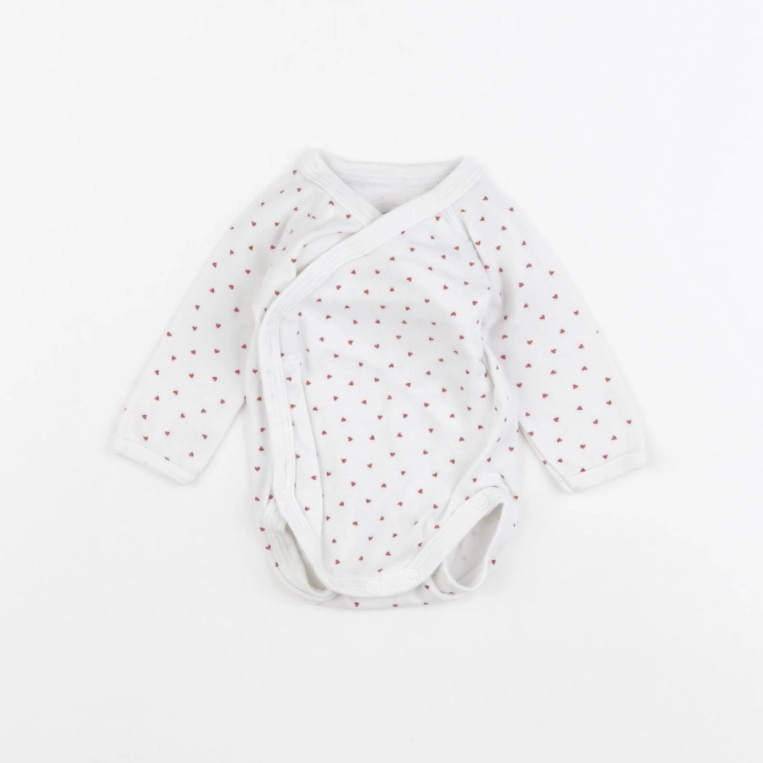 Petit Bateau - body blanc, rouge - 0 mois