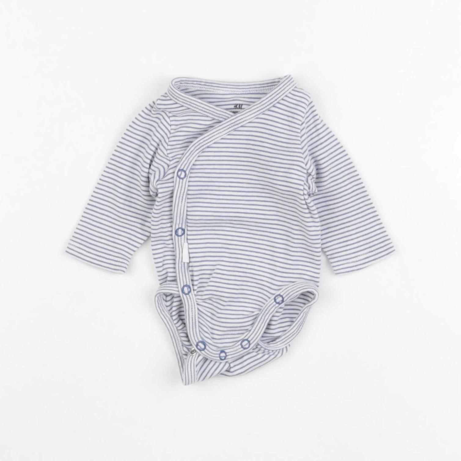 H&M - body bleu, blanc - 0/1 mois