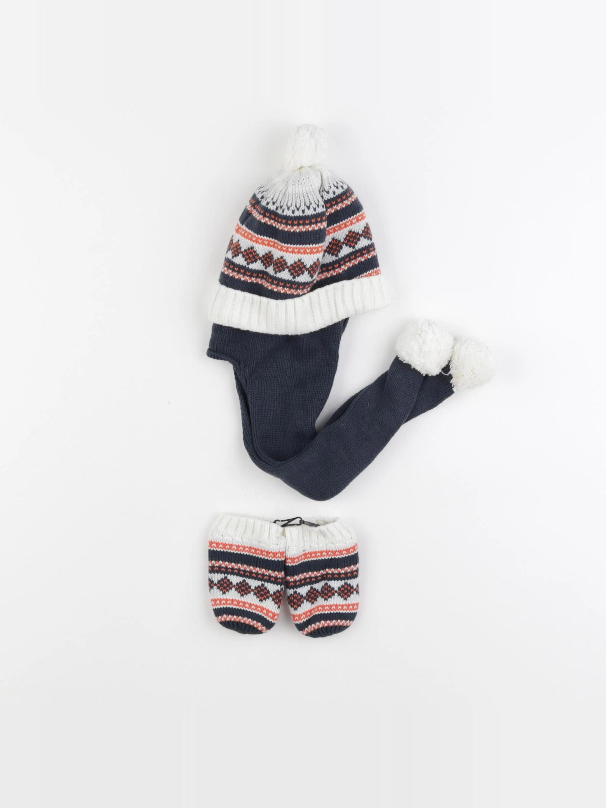 Vertbaudet - ensemble bonnet/moufles multicolore - 3/6 mois