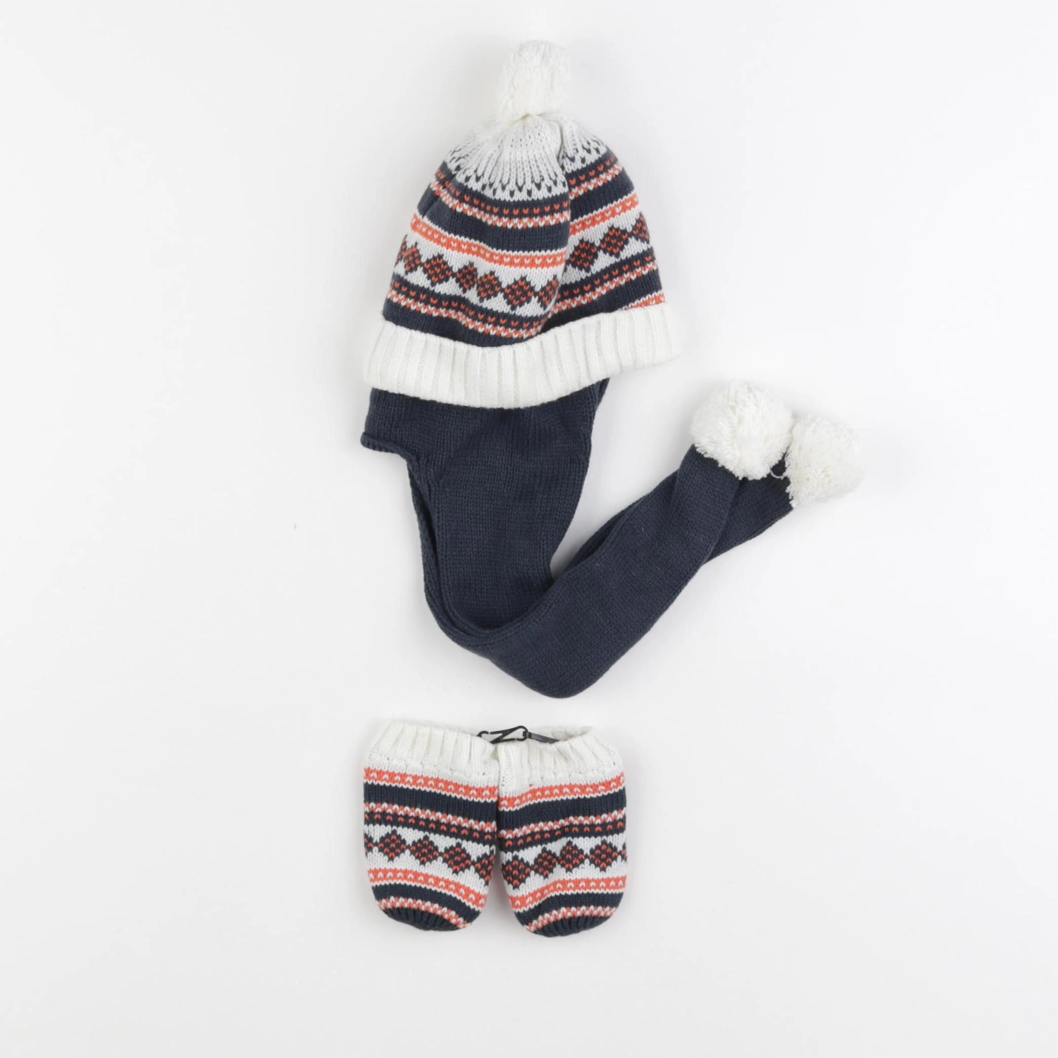 Vertbaudet - ensemble bonnet/moufles multicolore - 3/6 mois