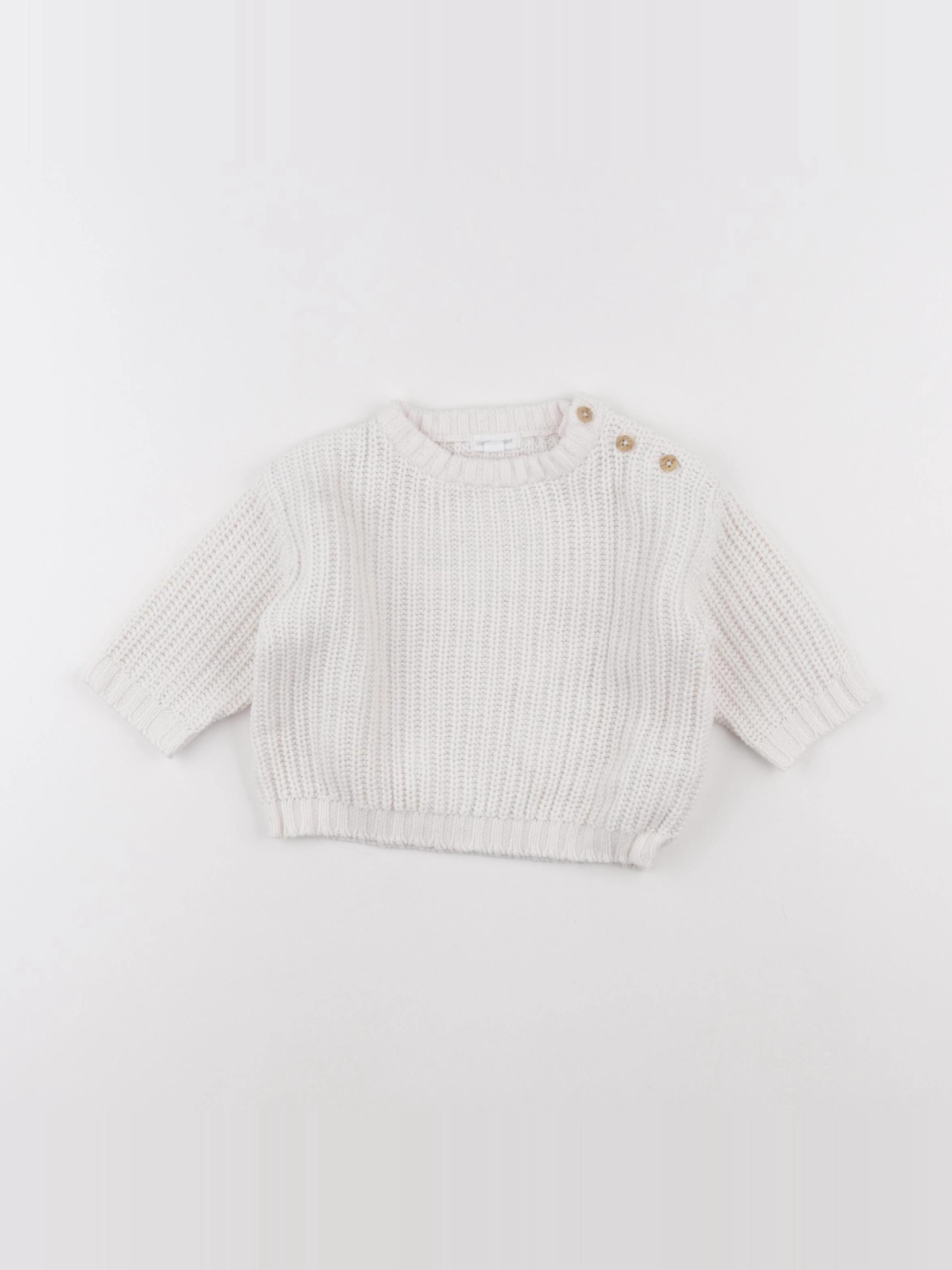 Vertbaudet - pull blanc - 6 mois