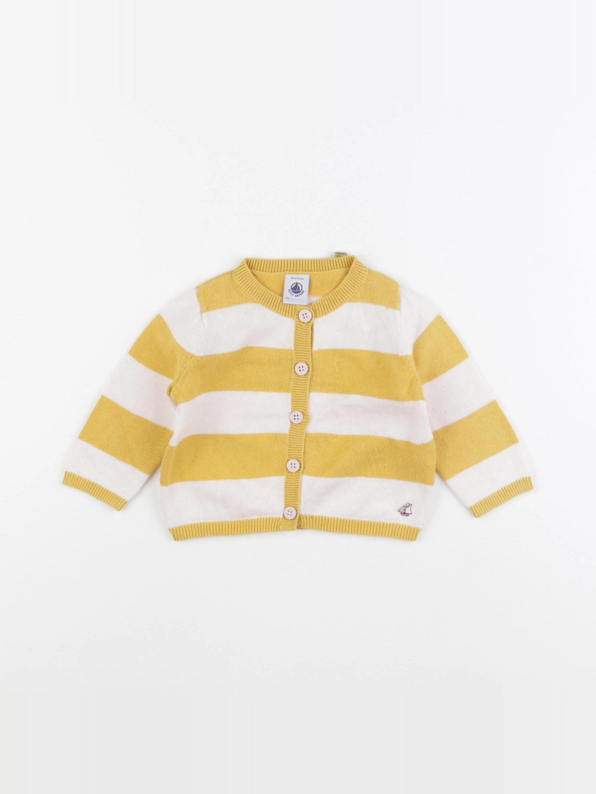 Petit Bateau - gilet jaune, beige - 12 mois