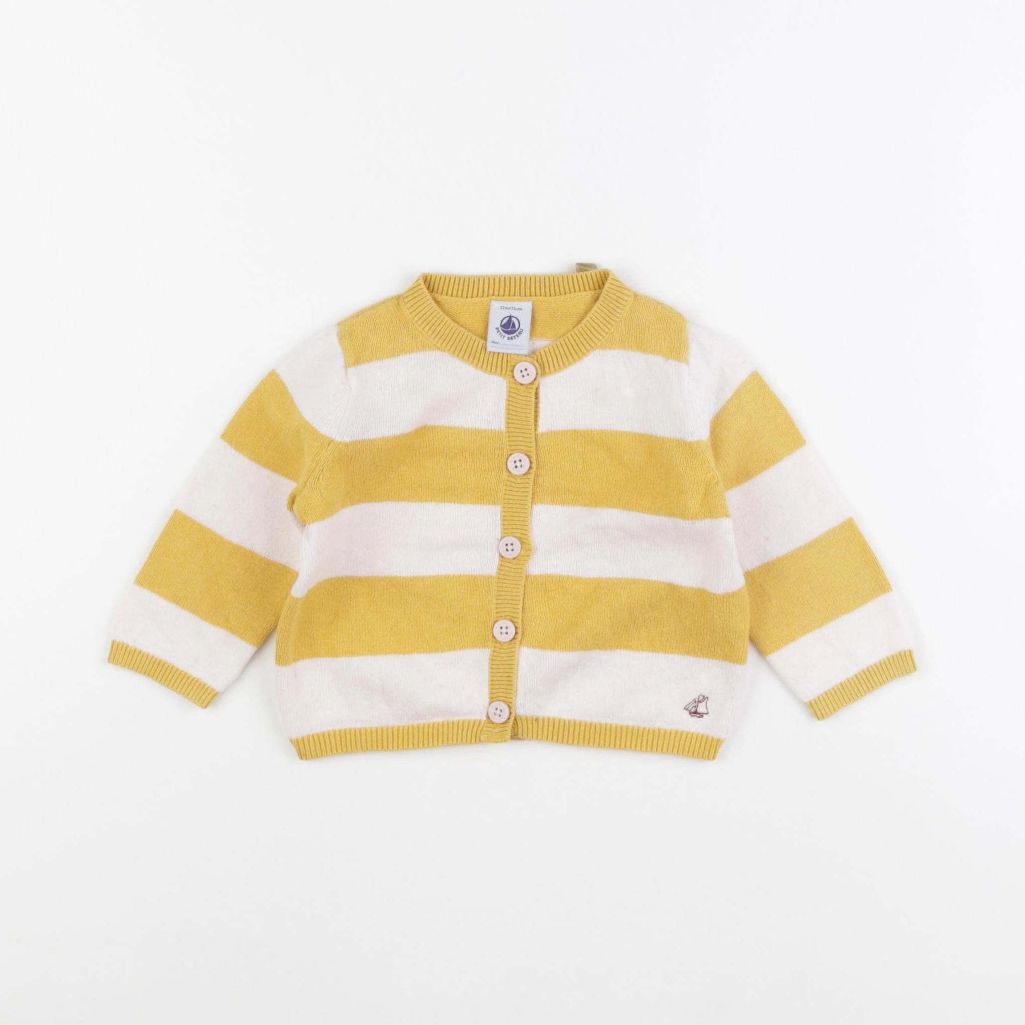 Petit Bateau - gilet jaune, beige - 12 mois