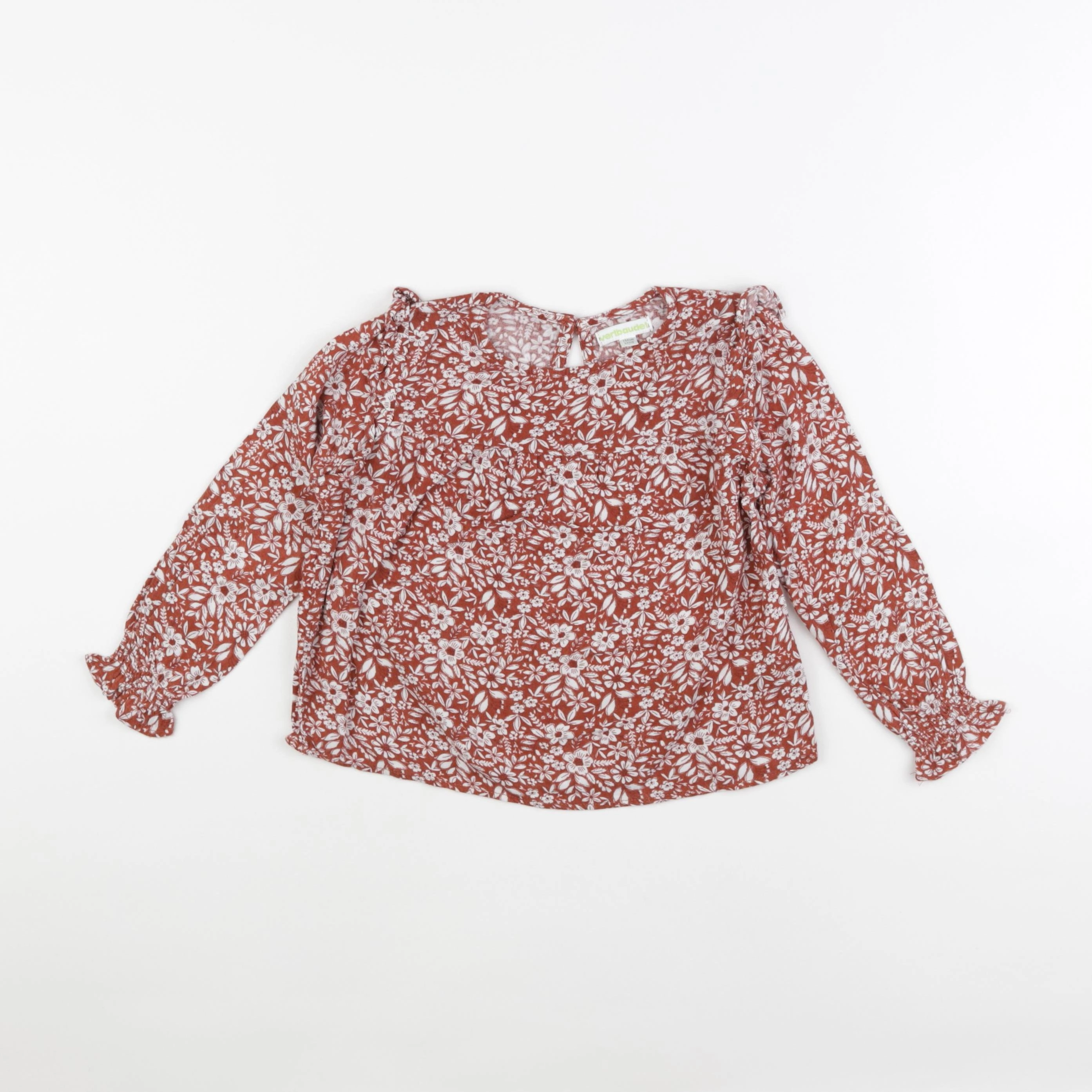 Vertbaudet - blouse marron, blanc - 4 ans