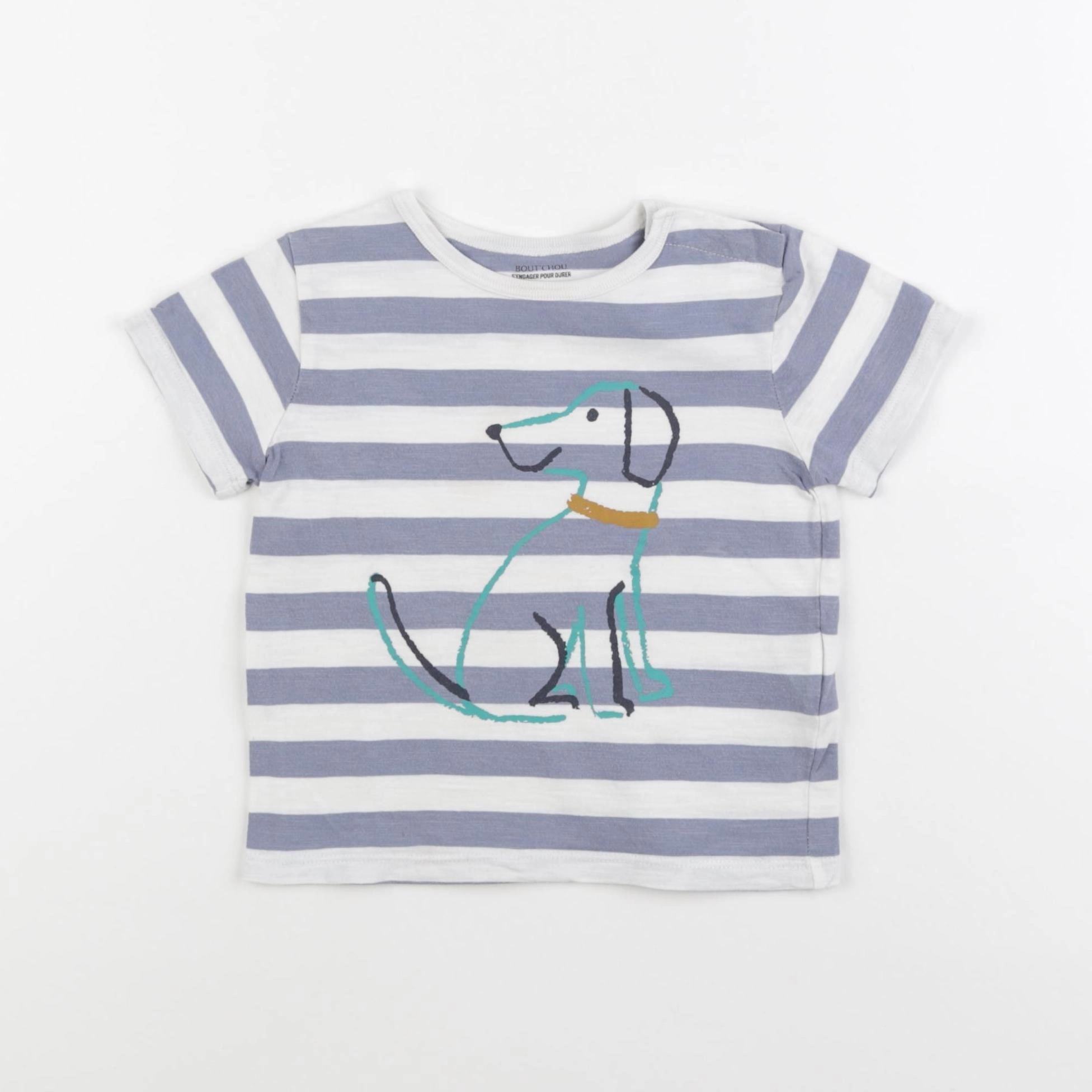 Boutchou - tee-shirt bleu, blanc - 24 mois