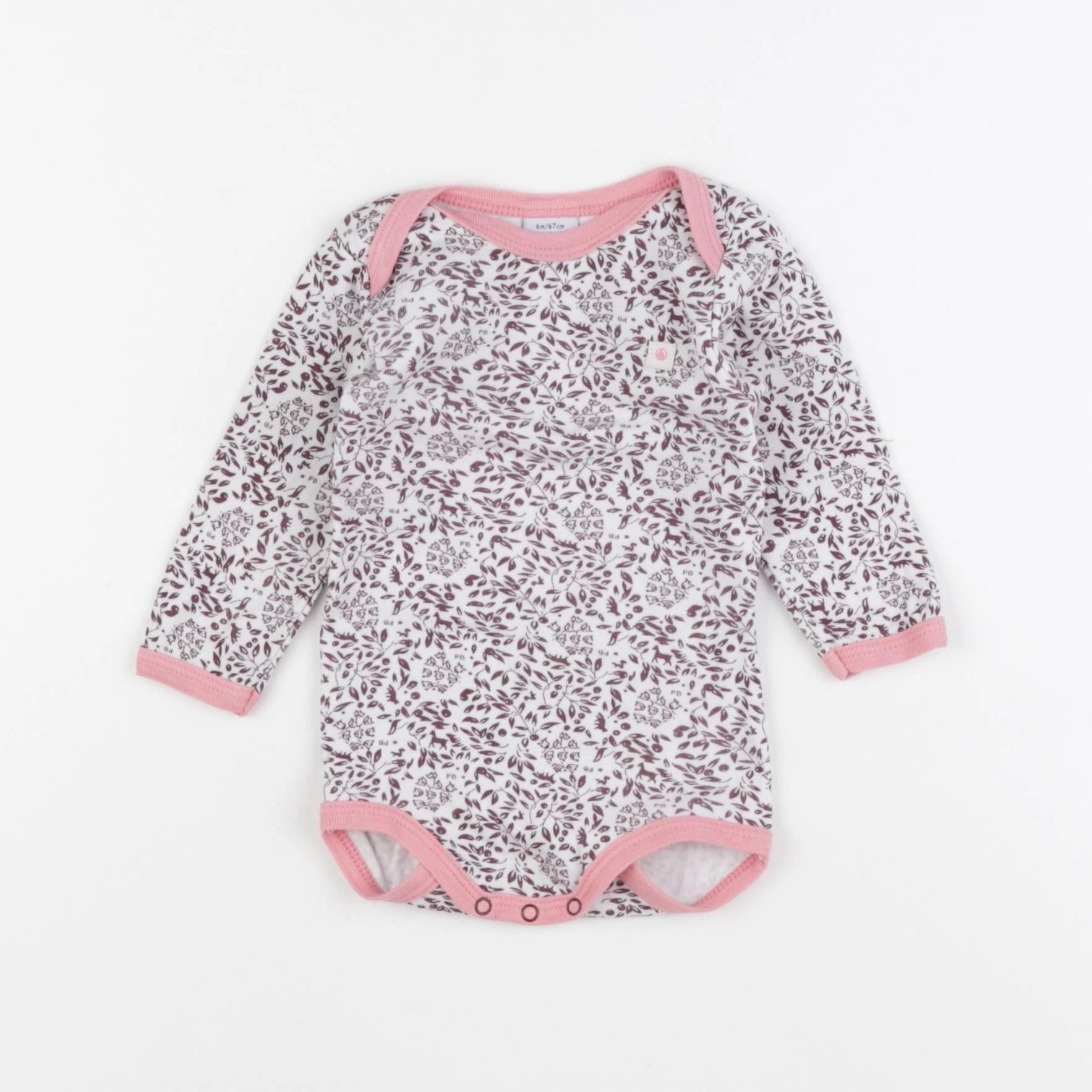 Petit Bateau - body rose - 6 mois