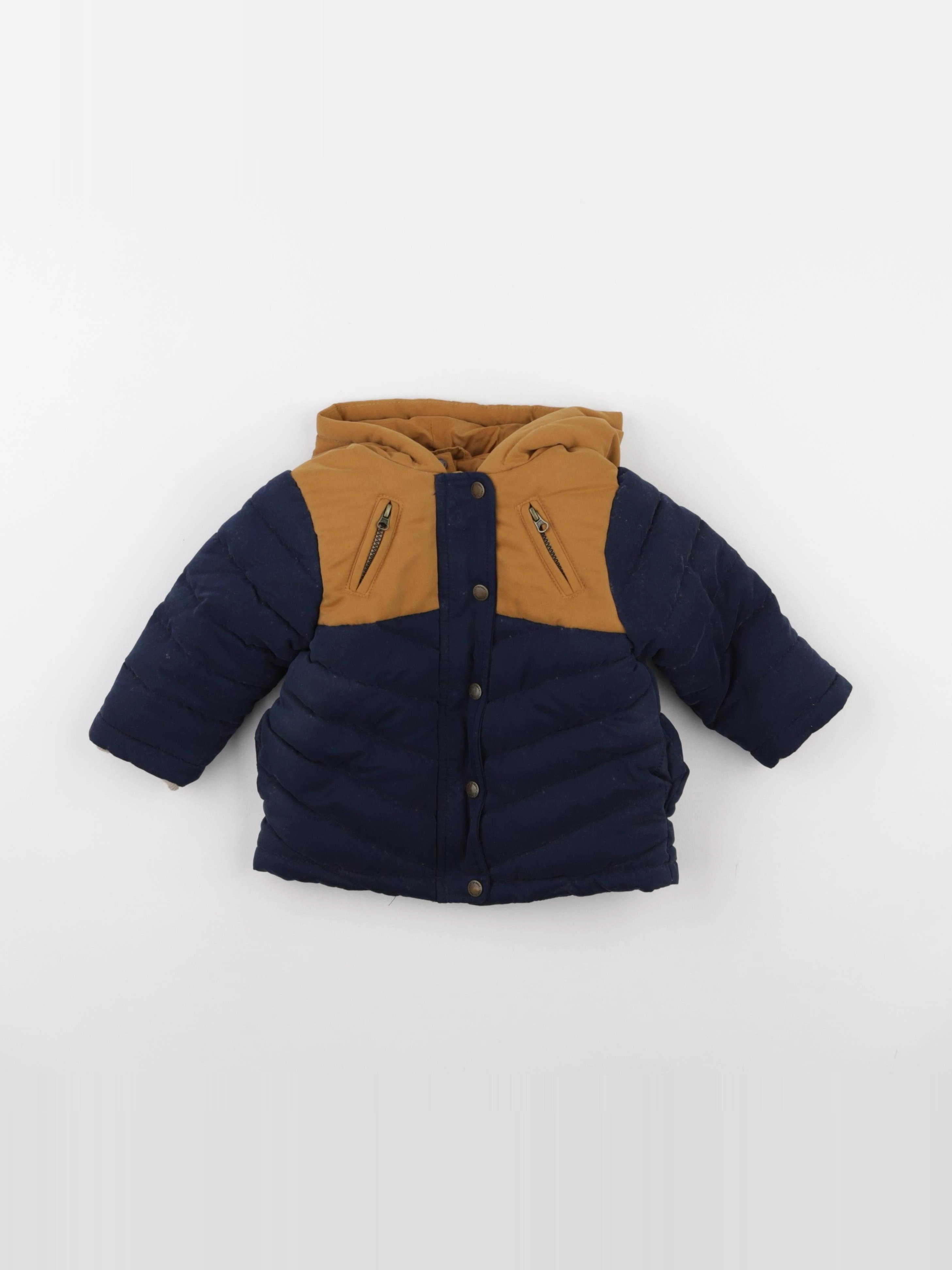 Vertbaudet - manteau doublure amovible bleu - 12 mois