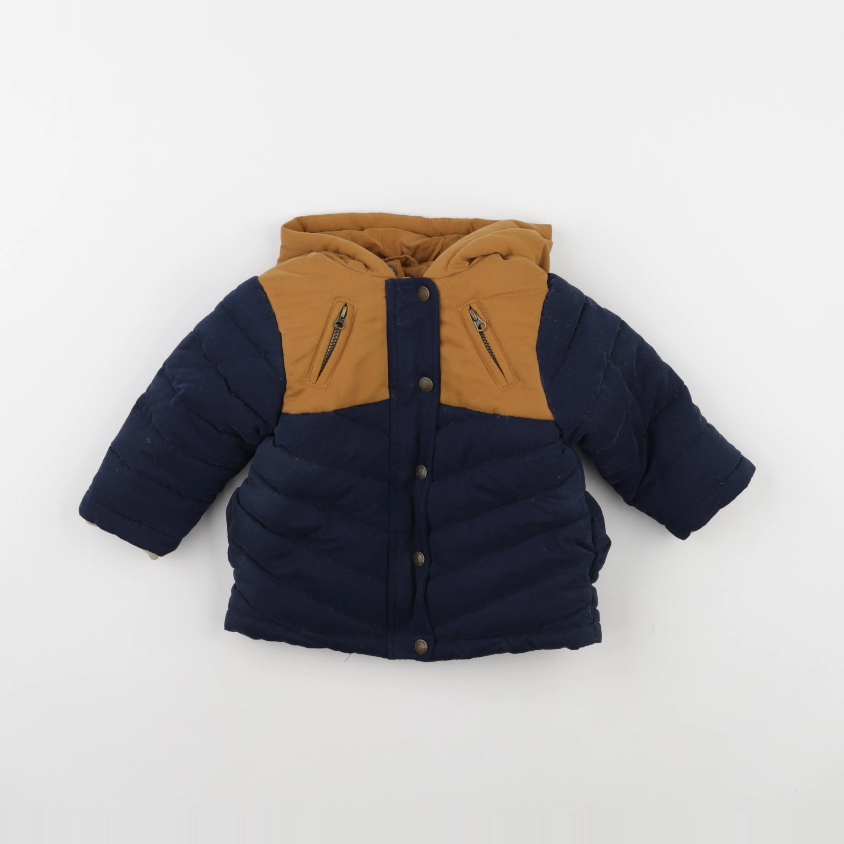 Vertbaudet - manteau doublure amovible bleu - 12 mois