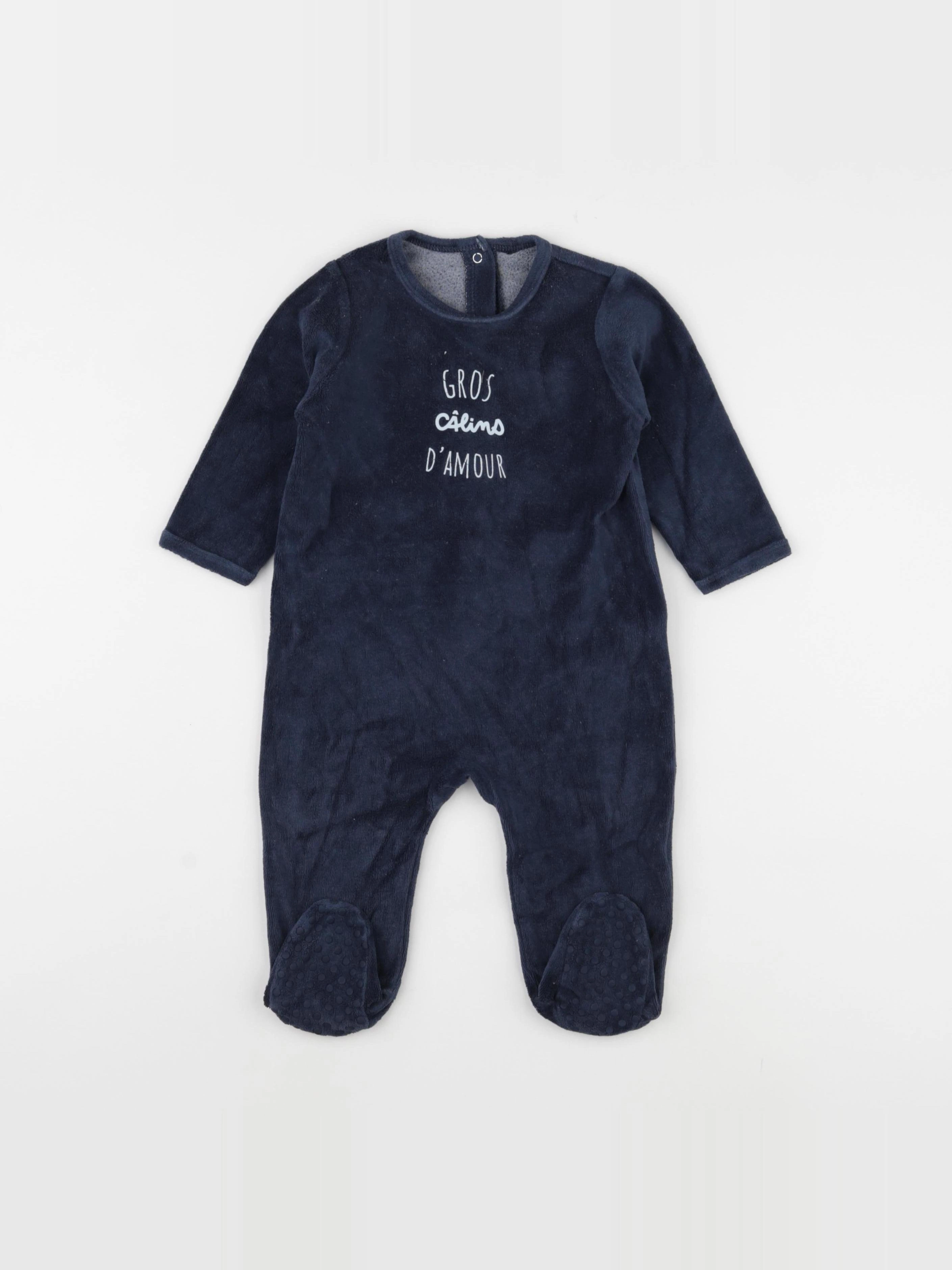 Vertbaudet - pyjama velours bleu - 12 mois