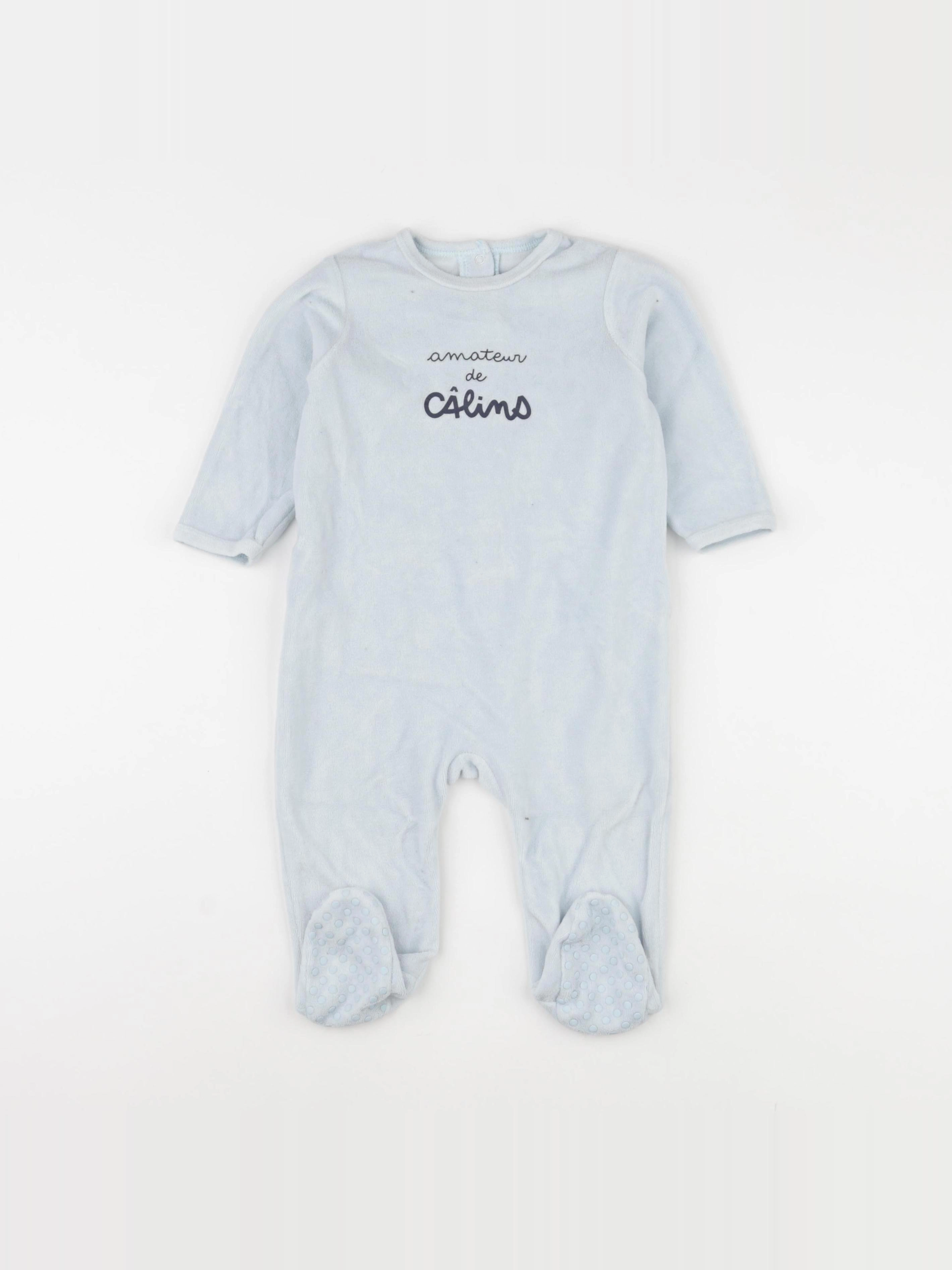Vertbaudet - pyjama velours bleu - 12 mois