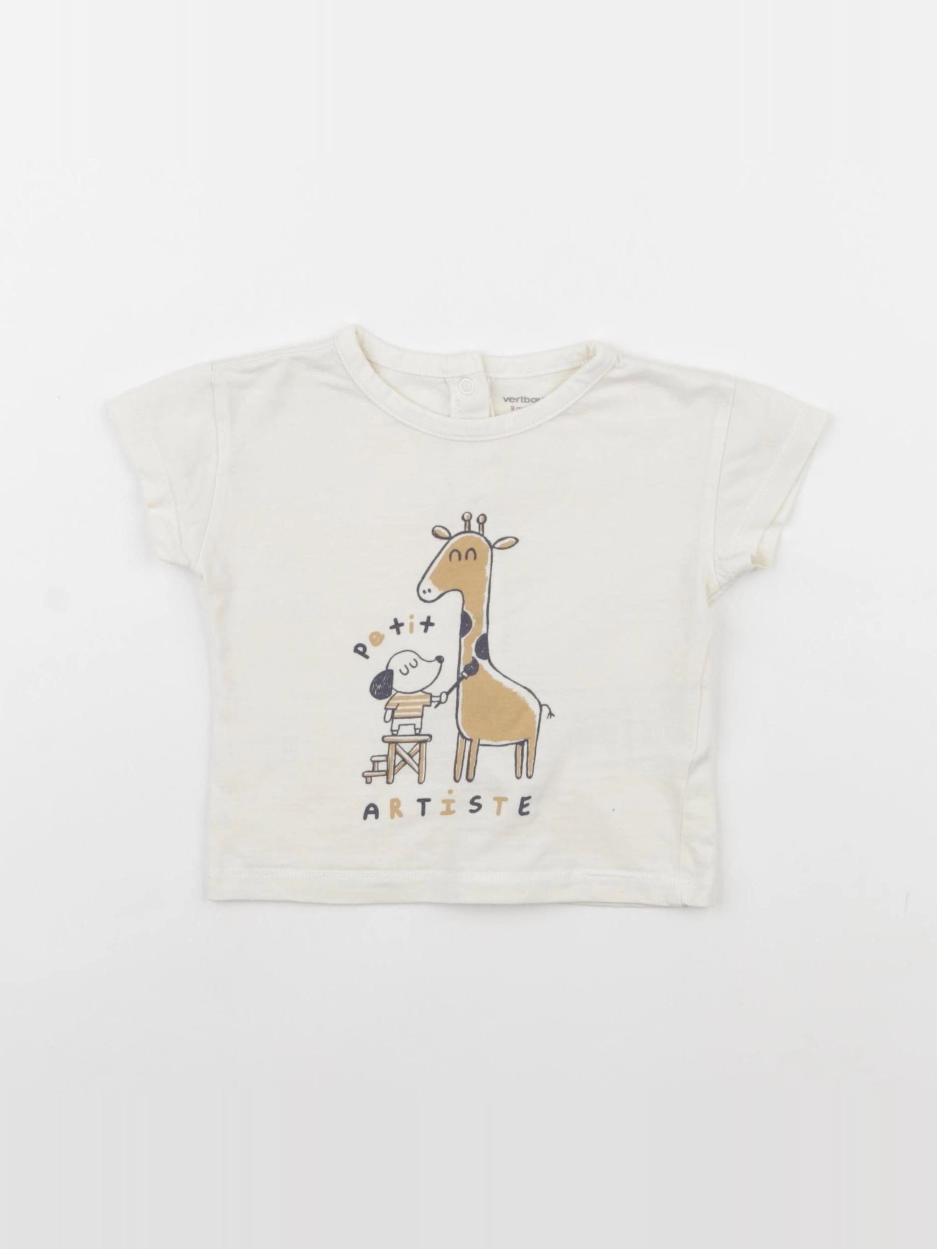 Vertbaudet - tee-shirt beige - 9 mois