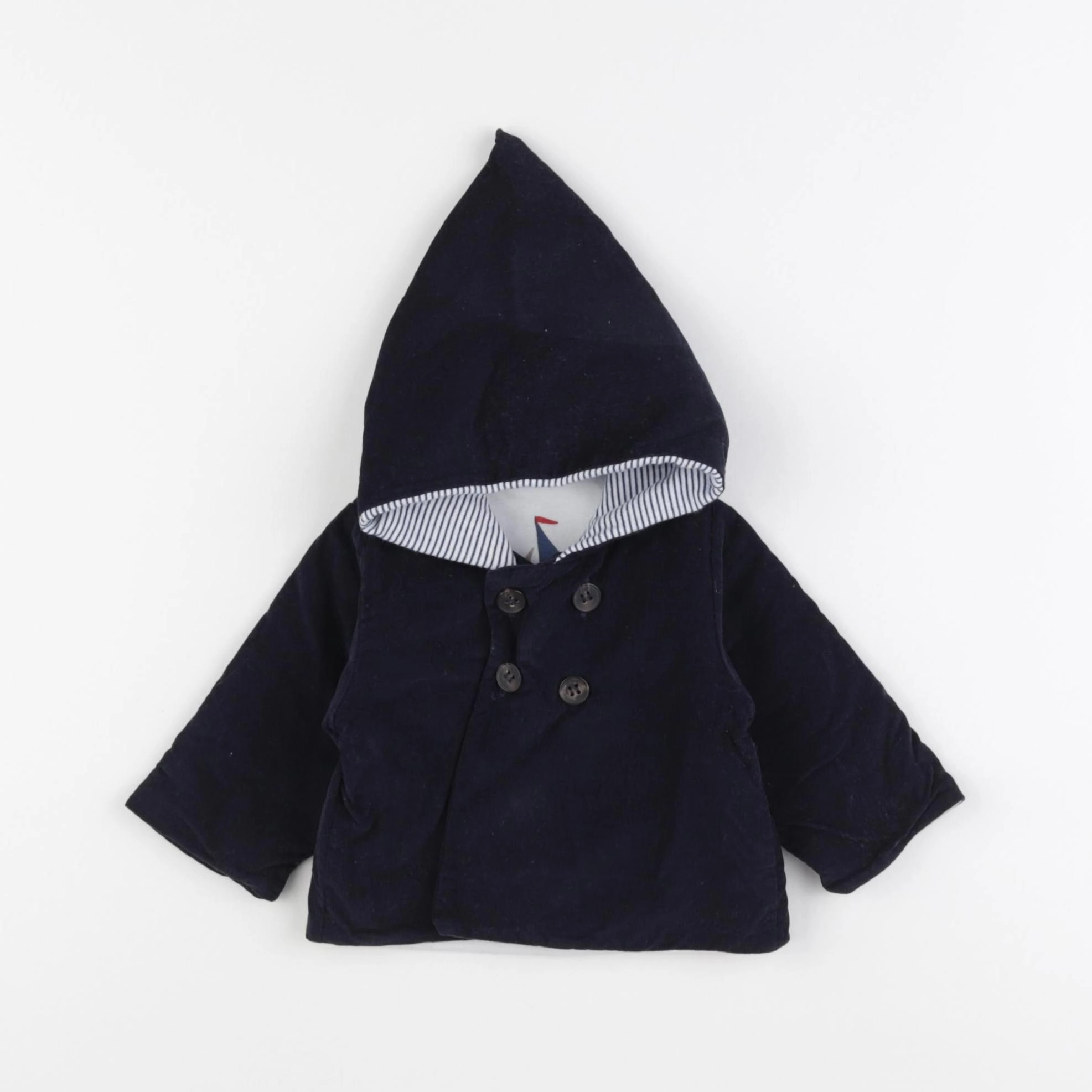 Petit Bateau - manteau bleu - 1/3 mois