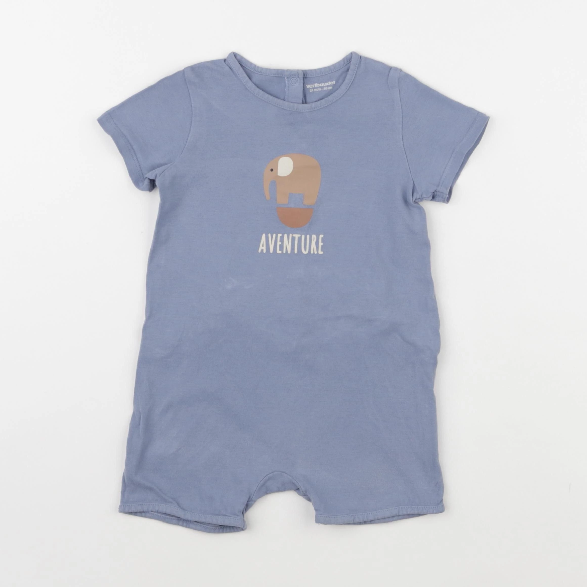 Vertbaudet - pyjama coton bleu - 24 mois