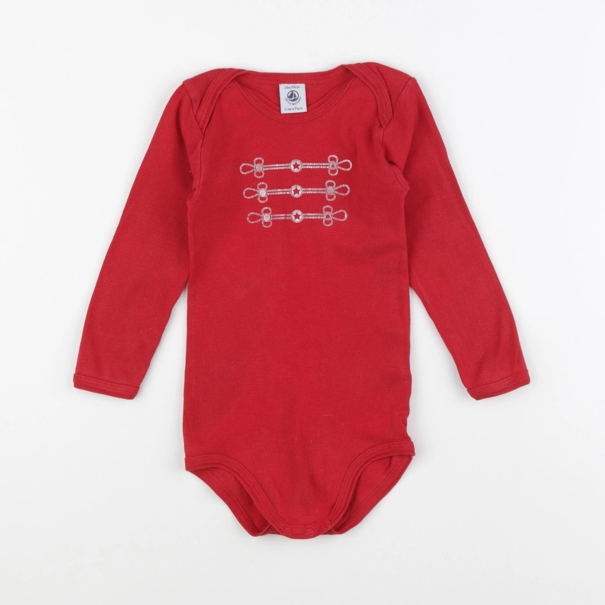 Petit Bateau - body rouge - 24 mois