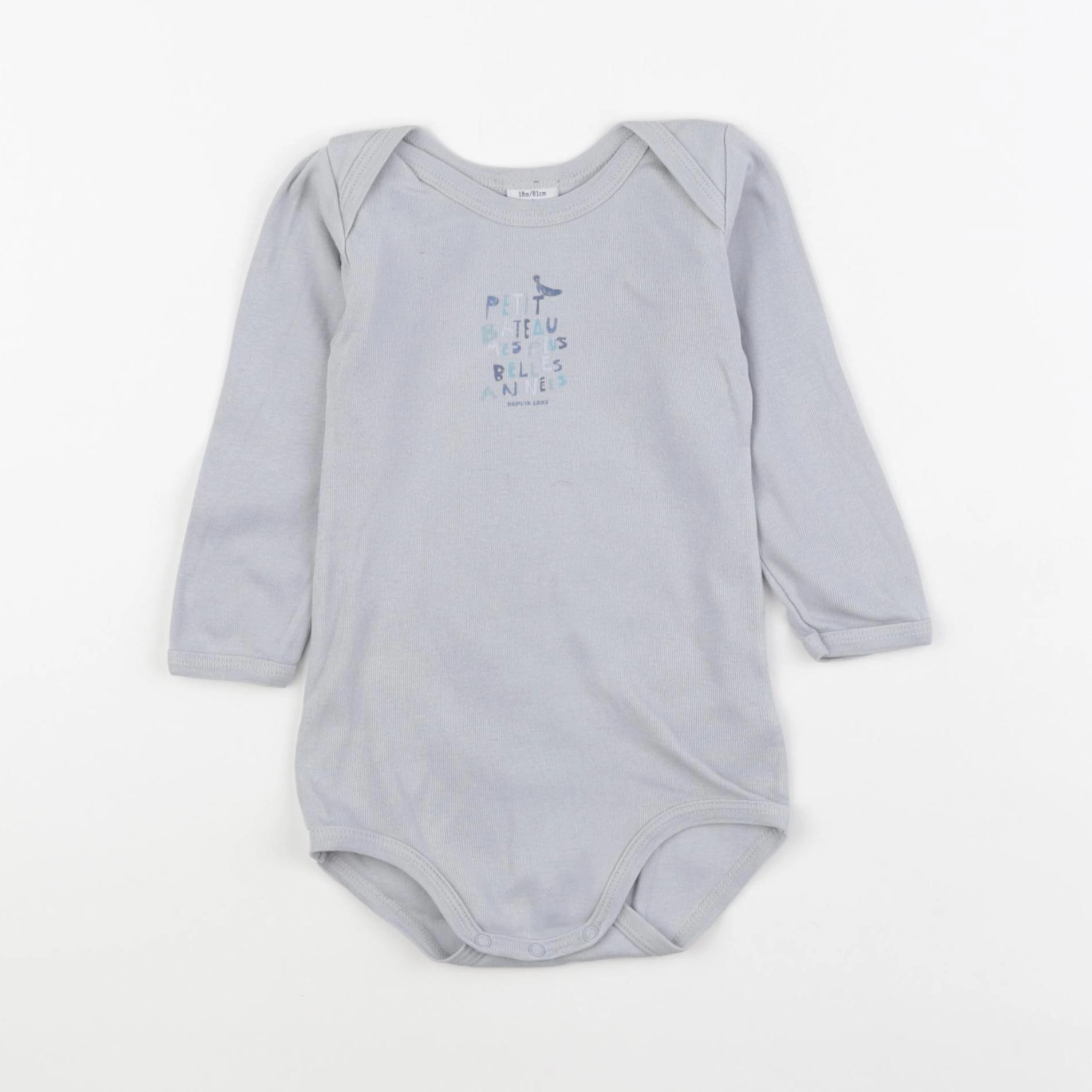 Petit Bateau - body gris - 18 mois