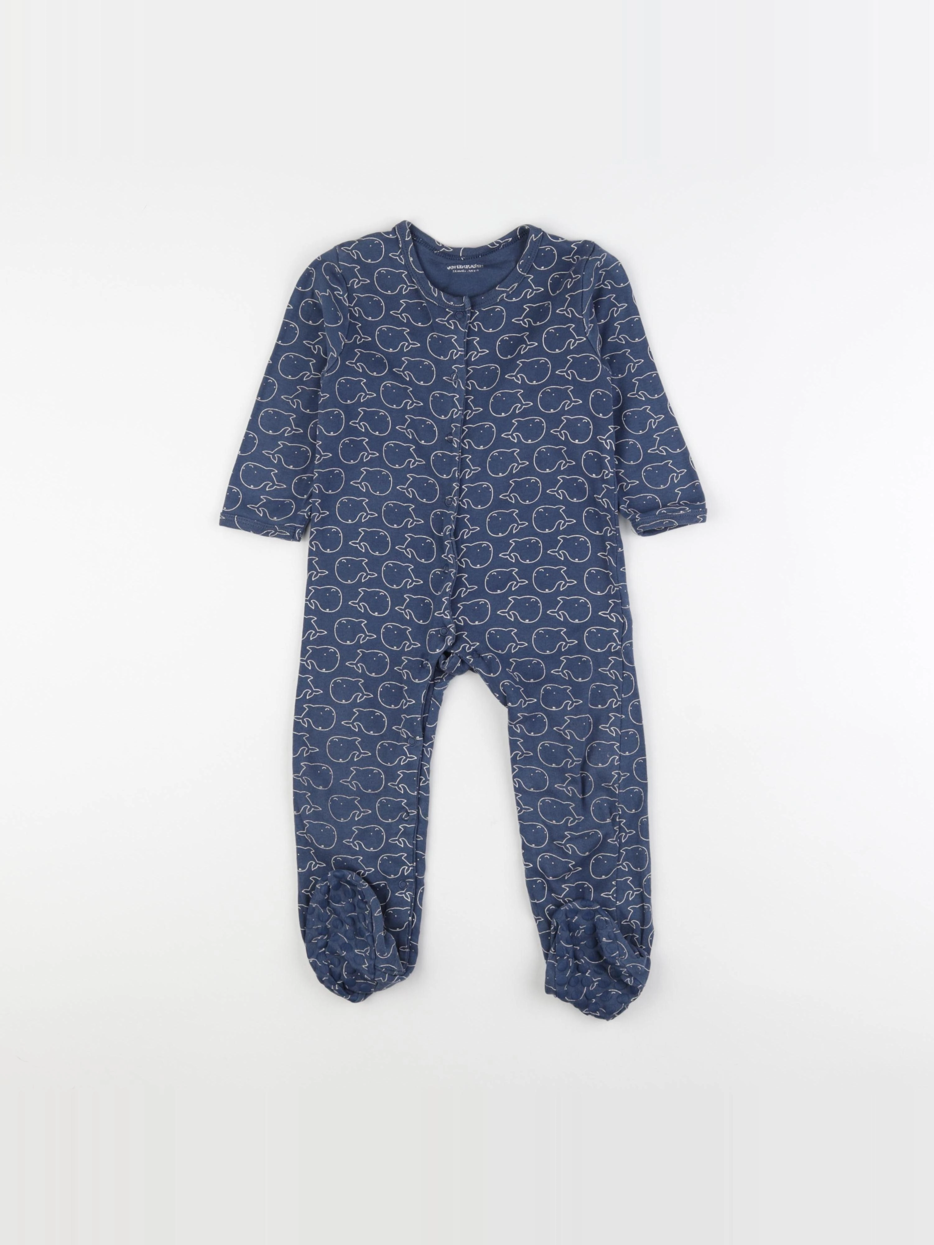 Vertbaudet - pyjama coton bleu, blanc - 24 mois