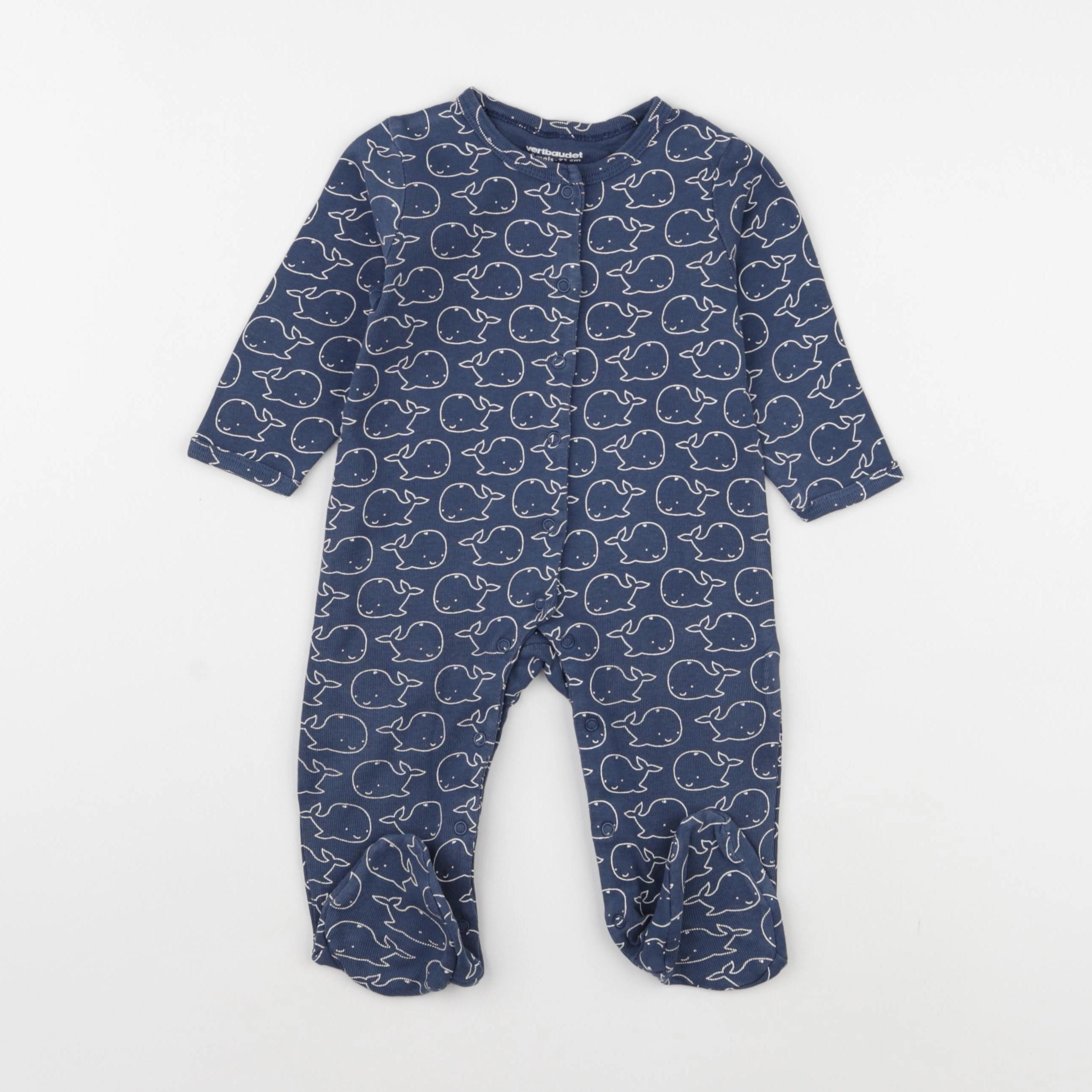 Vertbaudet - pyjama coton bleu, blanc - 9 mois