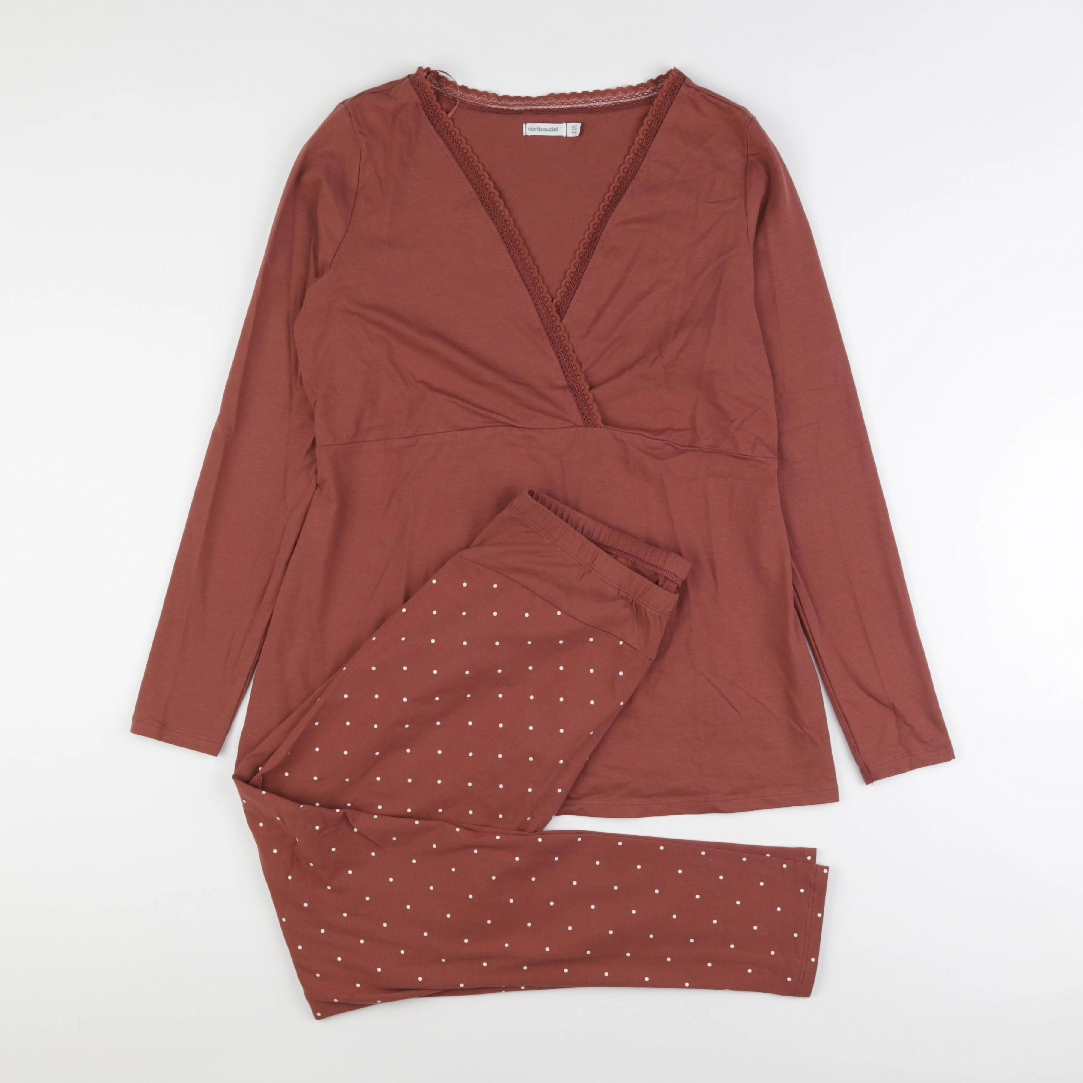 Vertbaudet - pyjama grossesse coton marron - 42 à 44