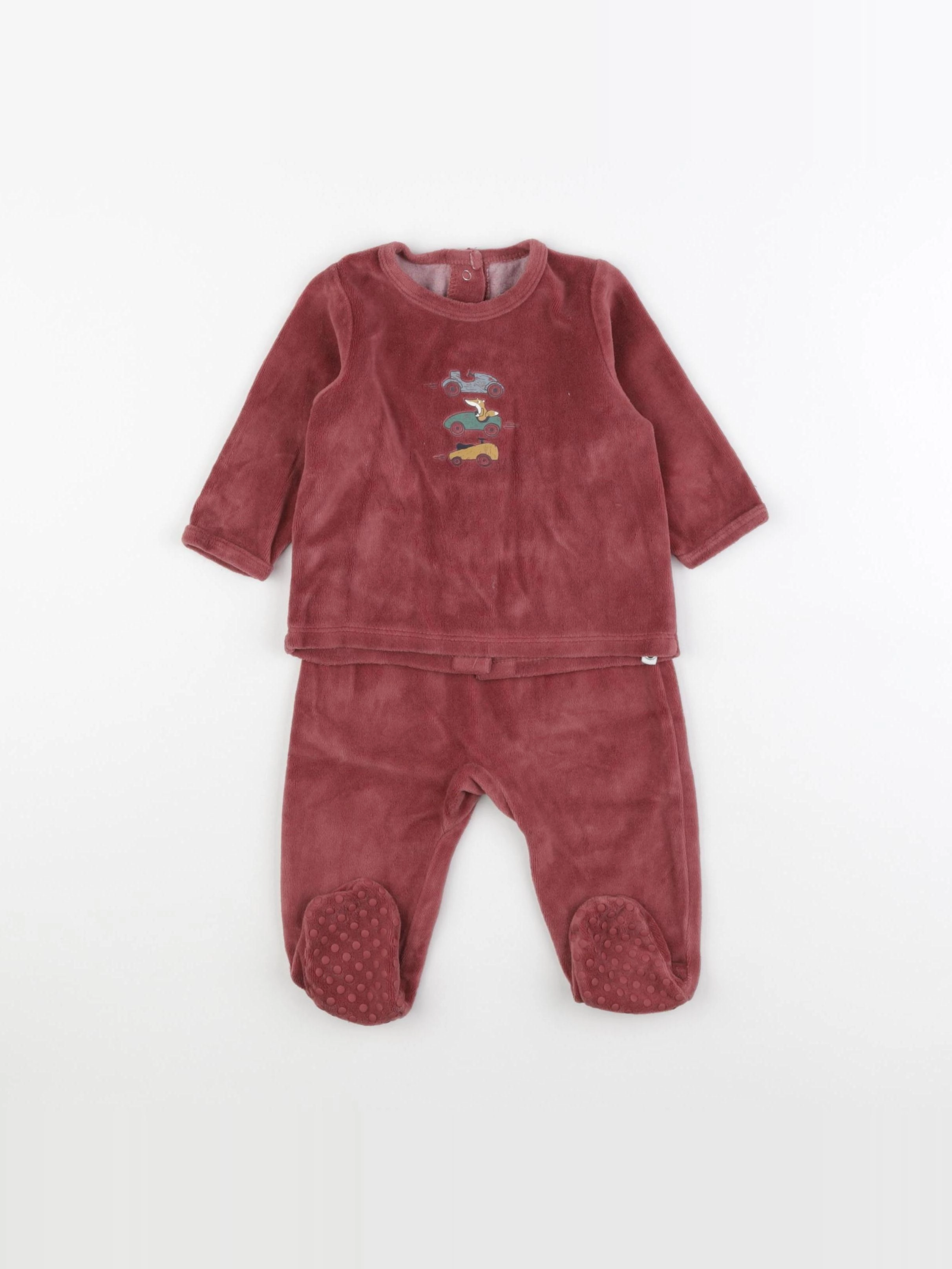 Vertbaudet - pyjama velours marron - 9 mois