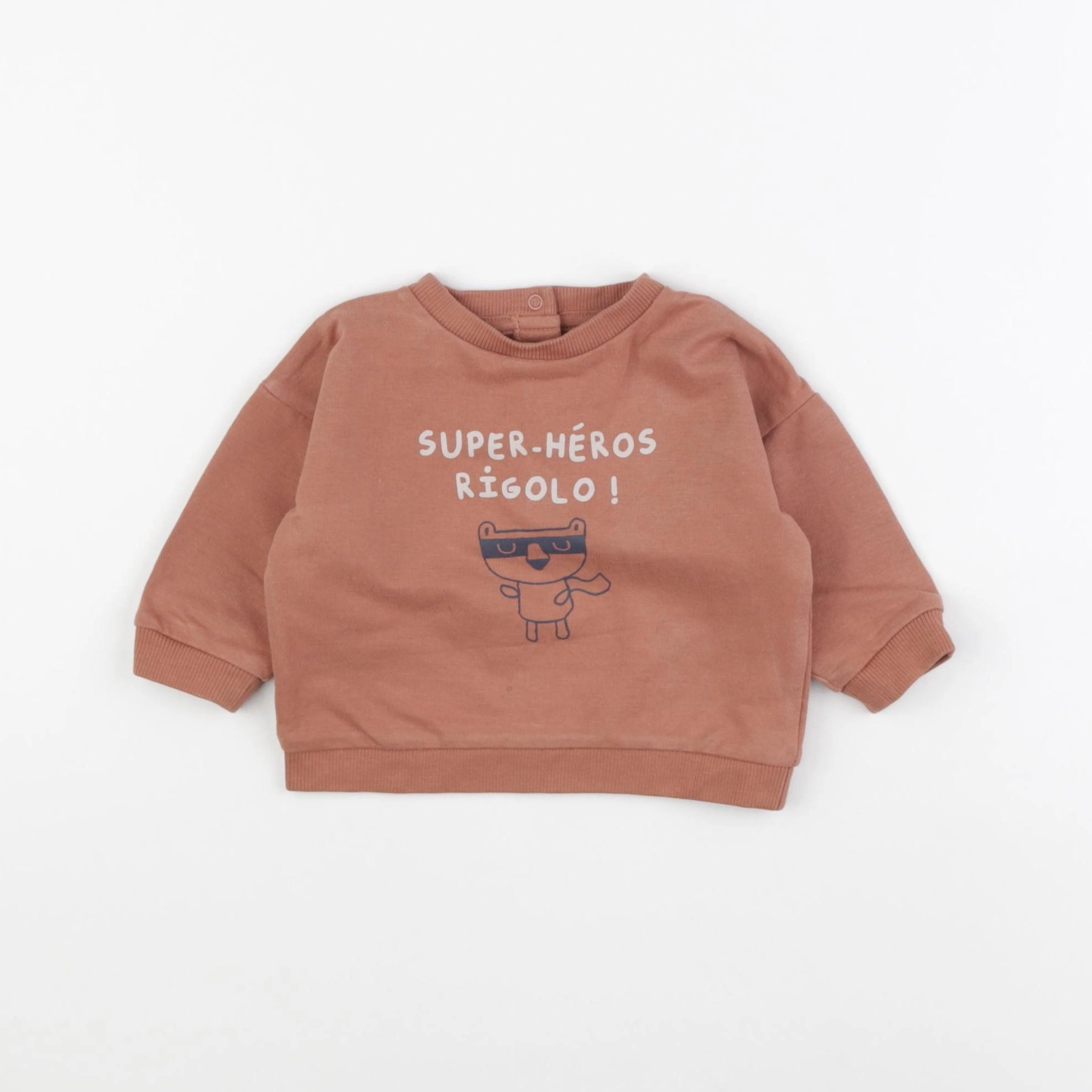 Vertbaudet - sweat marron - 6 mois