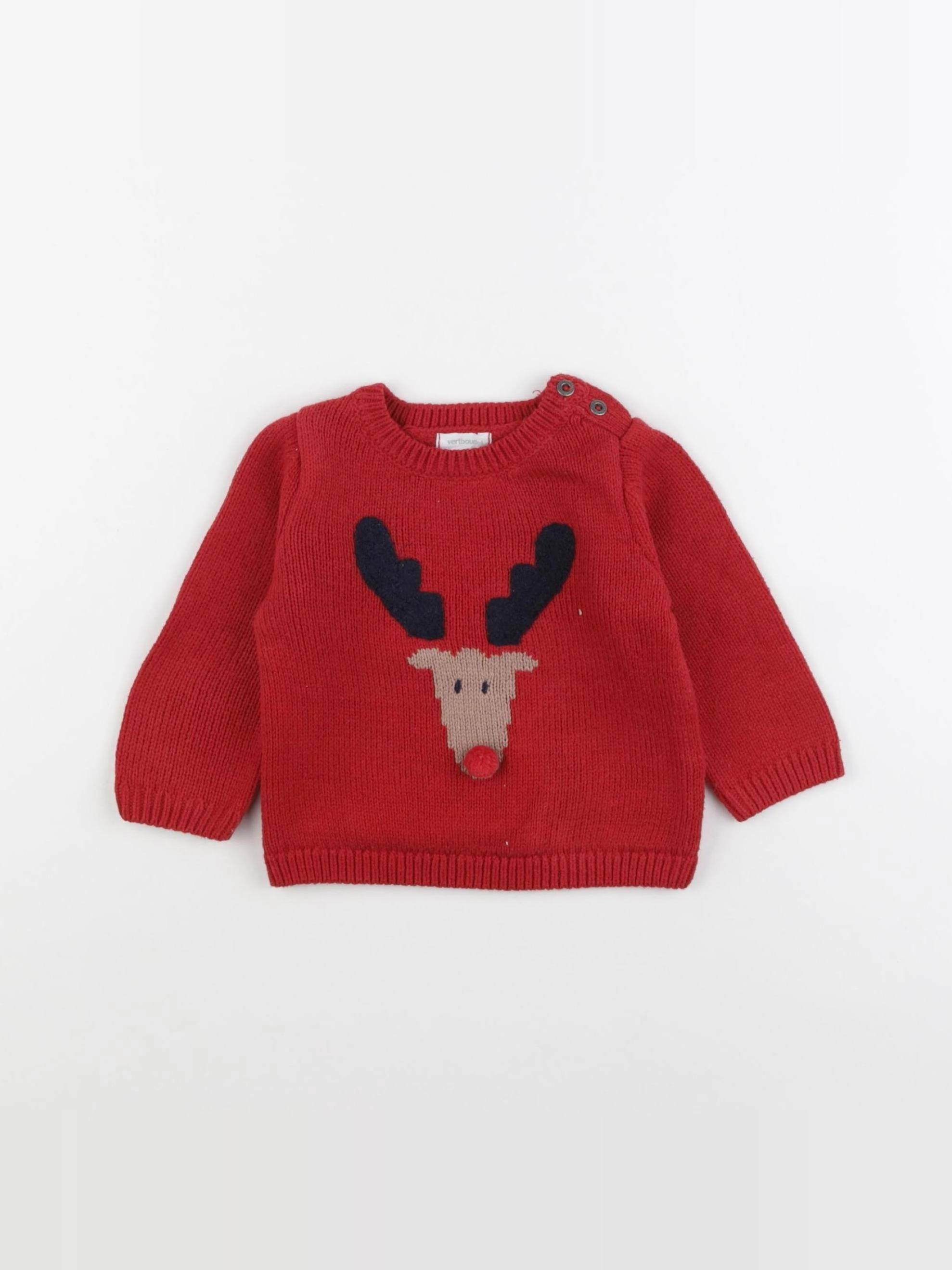 Vertbaudet - pull rouge - 9 mois