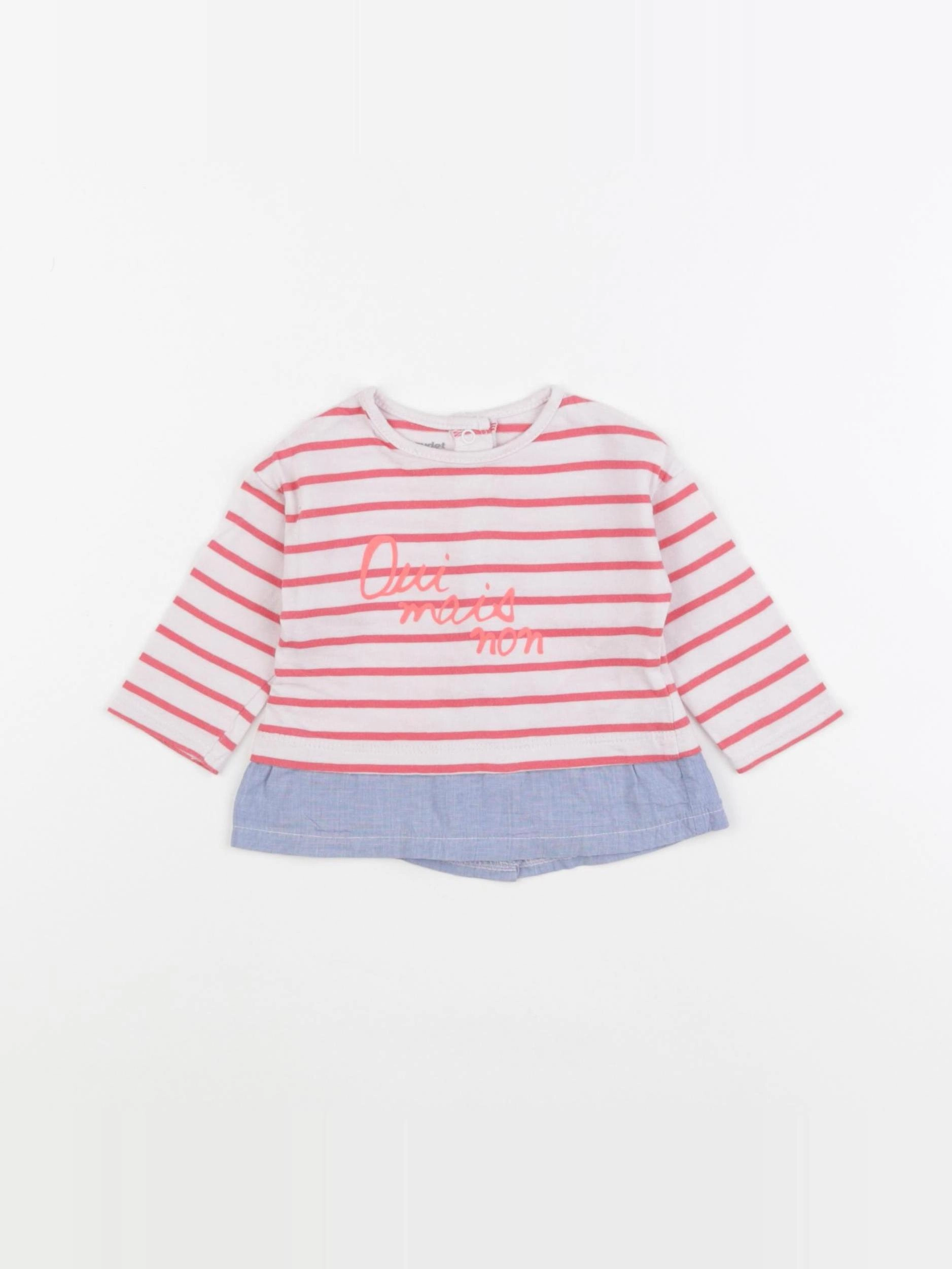 Vertbaudet - tee-shirt rose, bleu - 3 mois