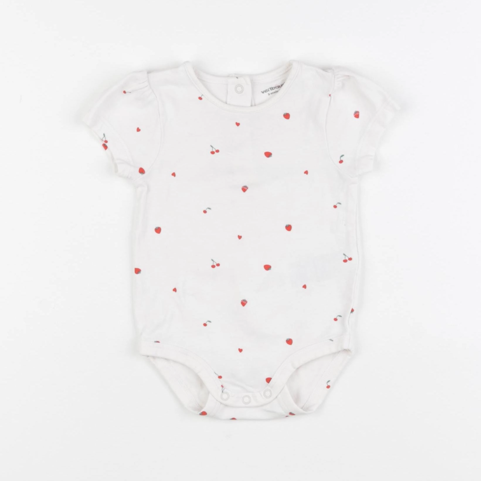 Vertbaudet - body blanc, rouge - 3 mois