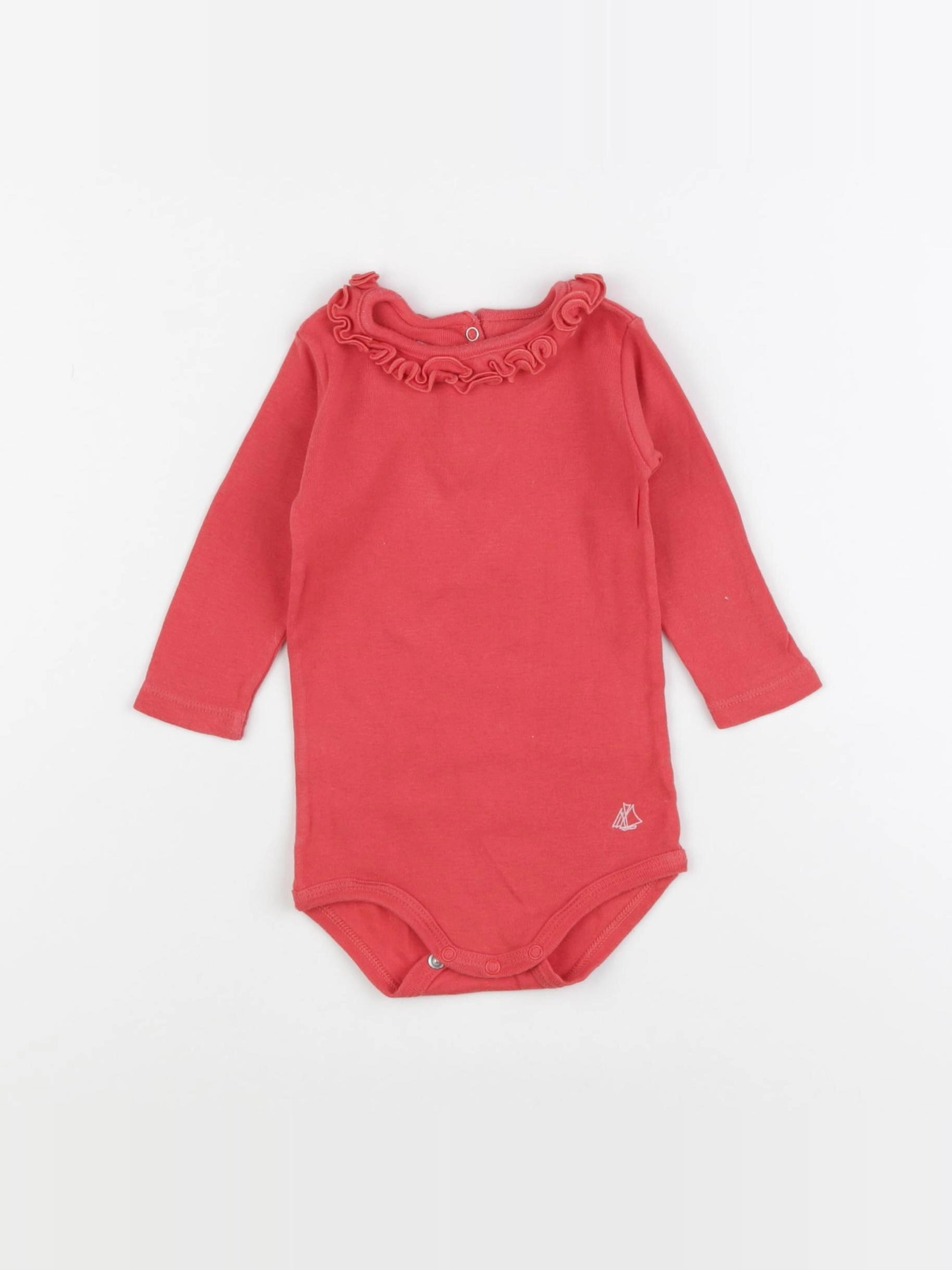 Petit Bateau - body à col rouge - 6 mois