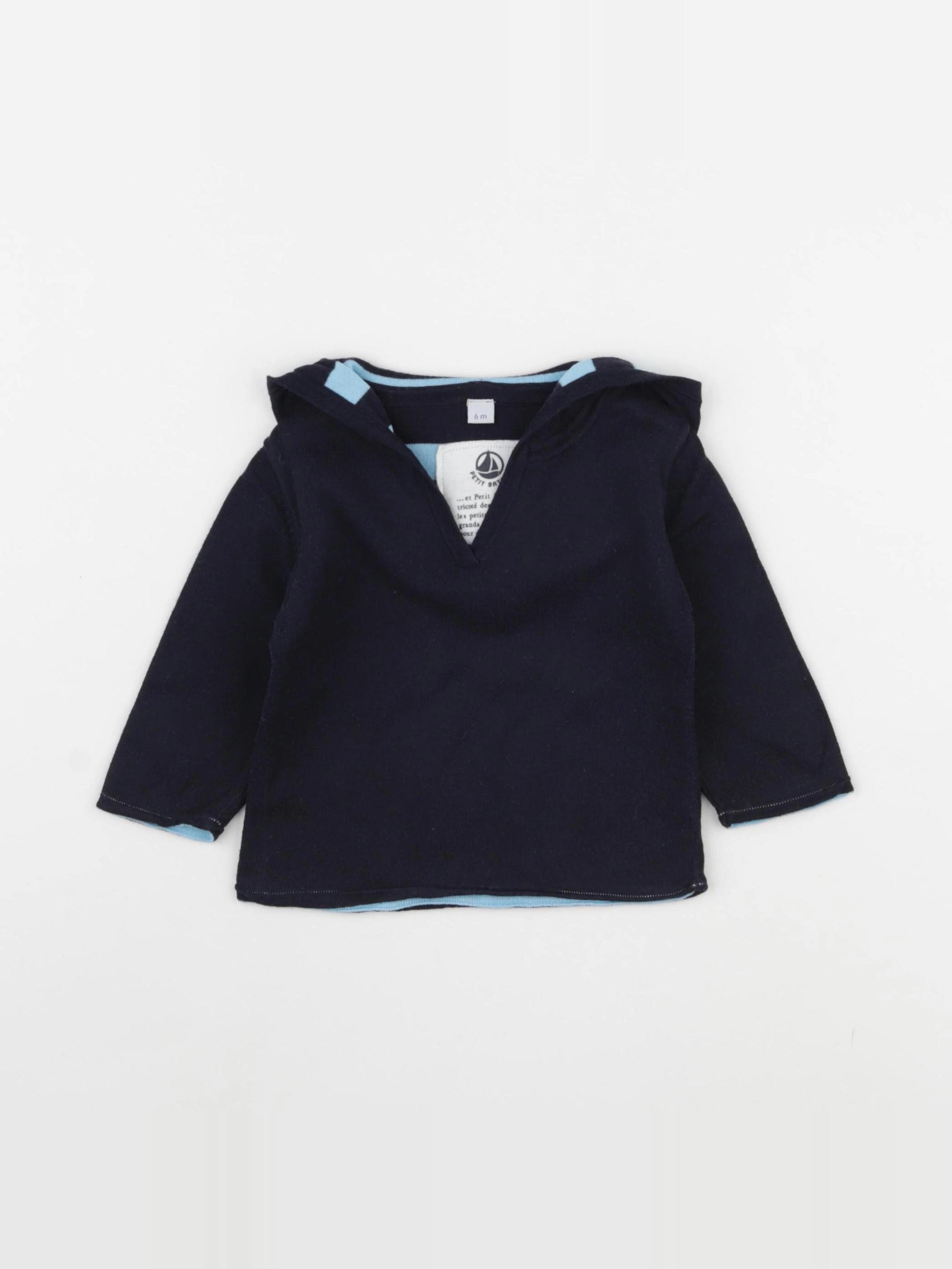 Petit Bateau - pull bleu - 6 mois