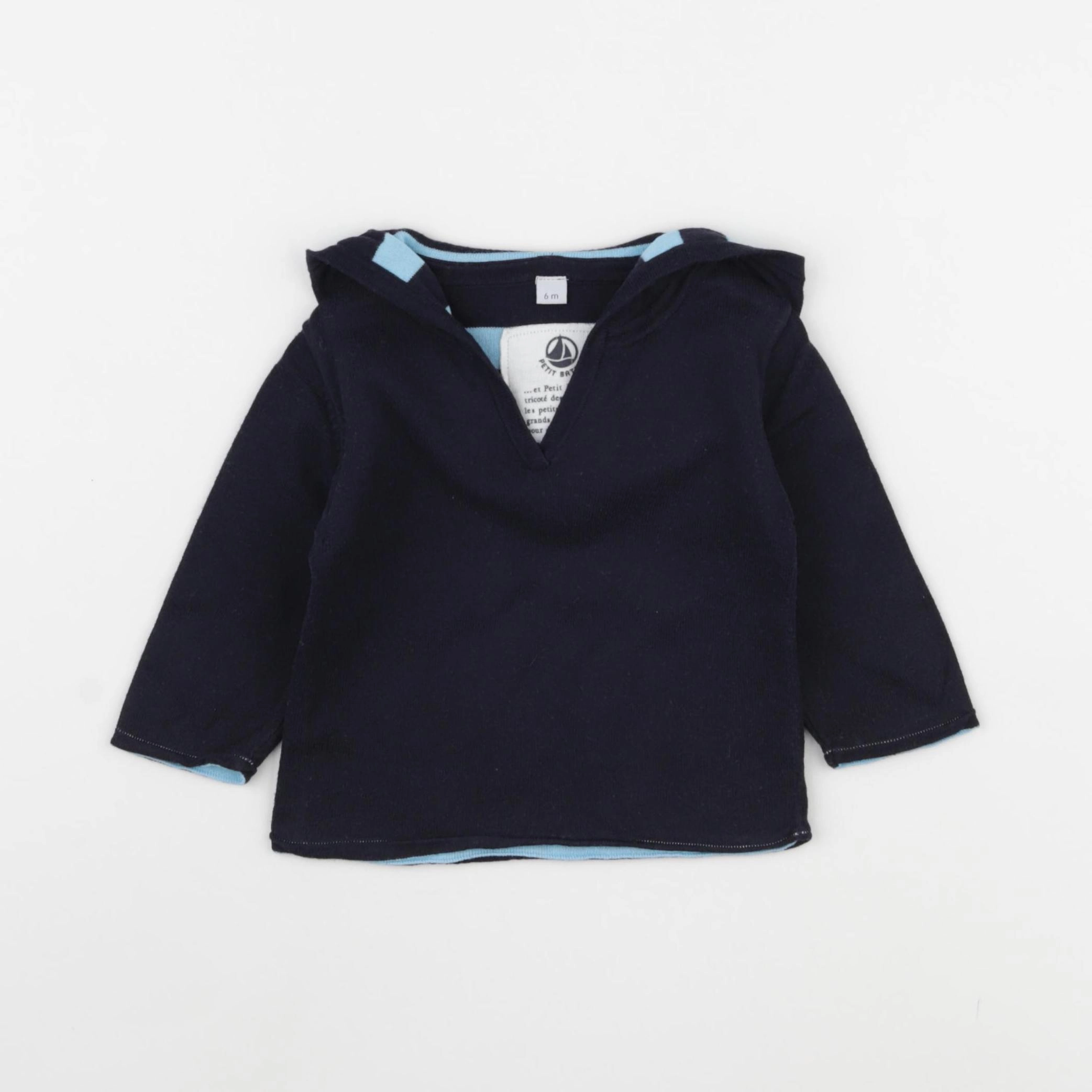 Petit Bateau - pull bleu - 6 mois