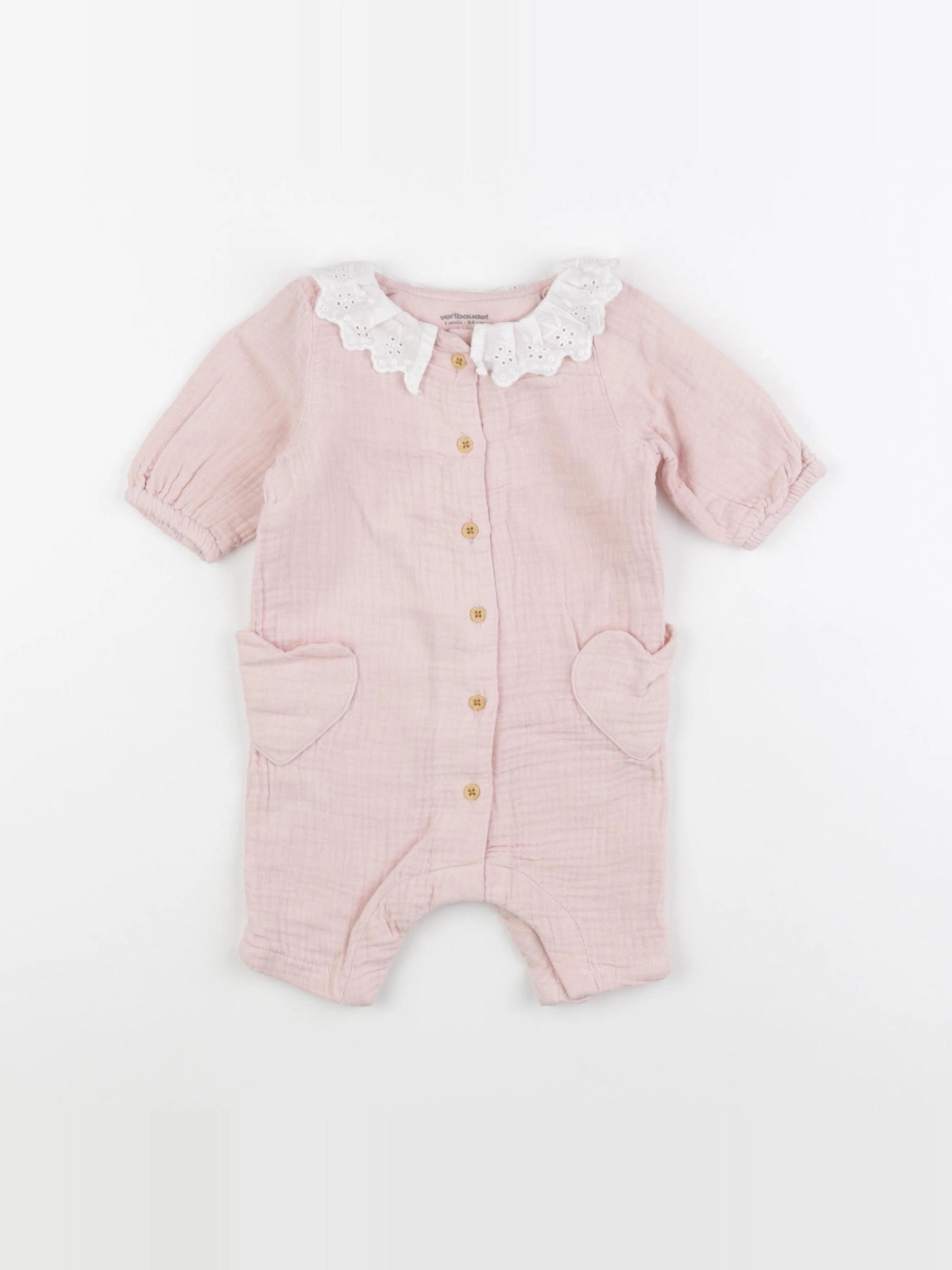Vertbaudet - combinaison rose - 1 mois