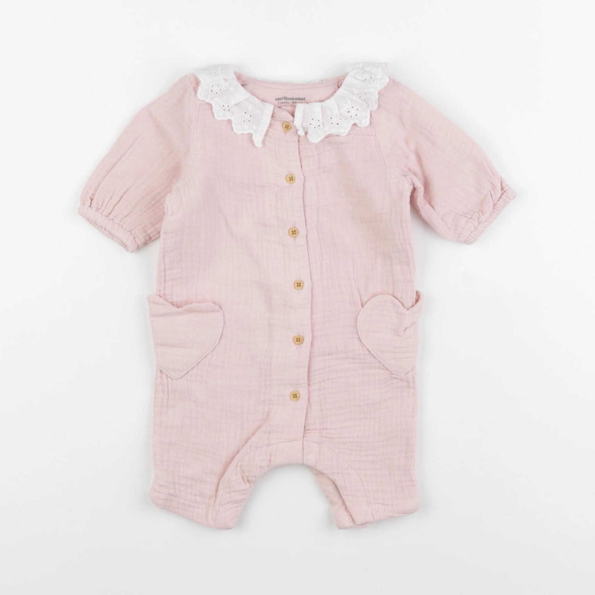 Vertbaudet - combinaison rose - 1 mois