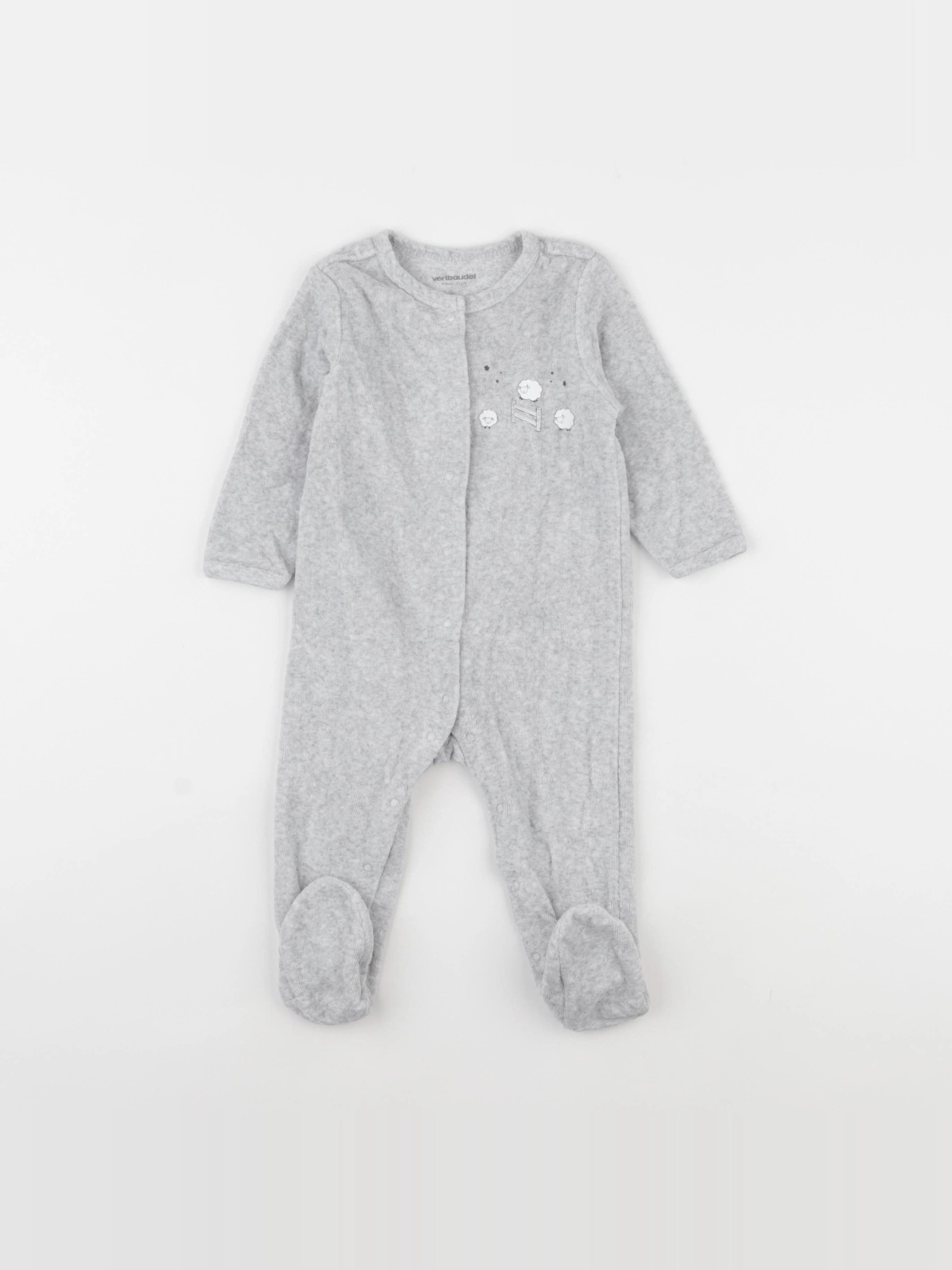 Vertbaudet - pyjama velours gris - 9 mois