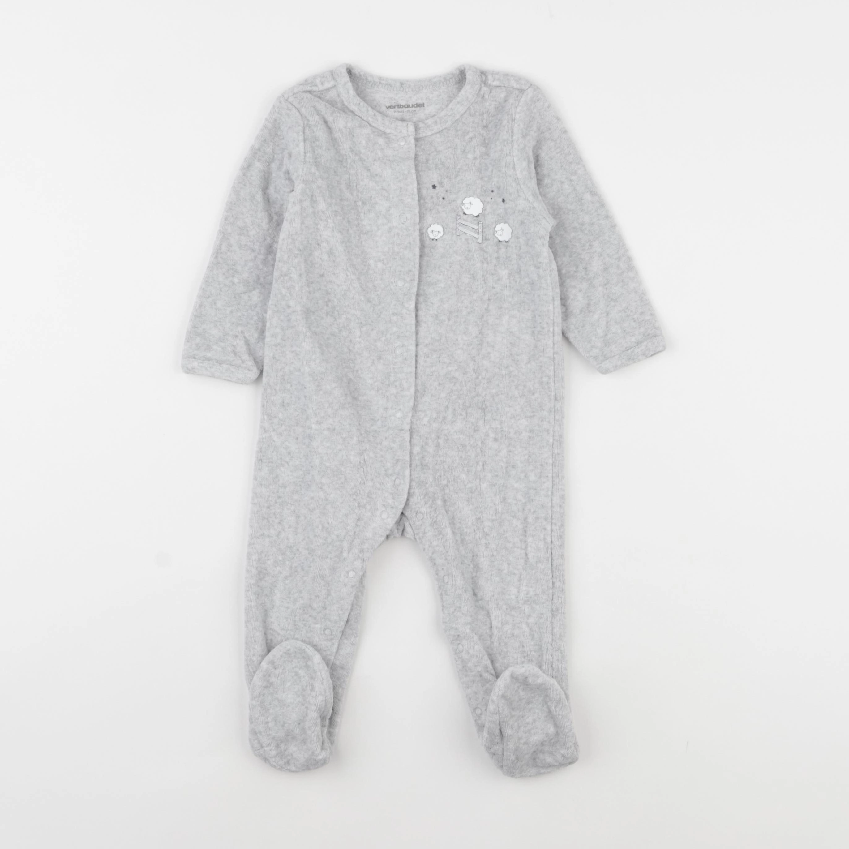 Vertbaudet - pyjama velours gris - 9 mois