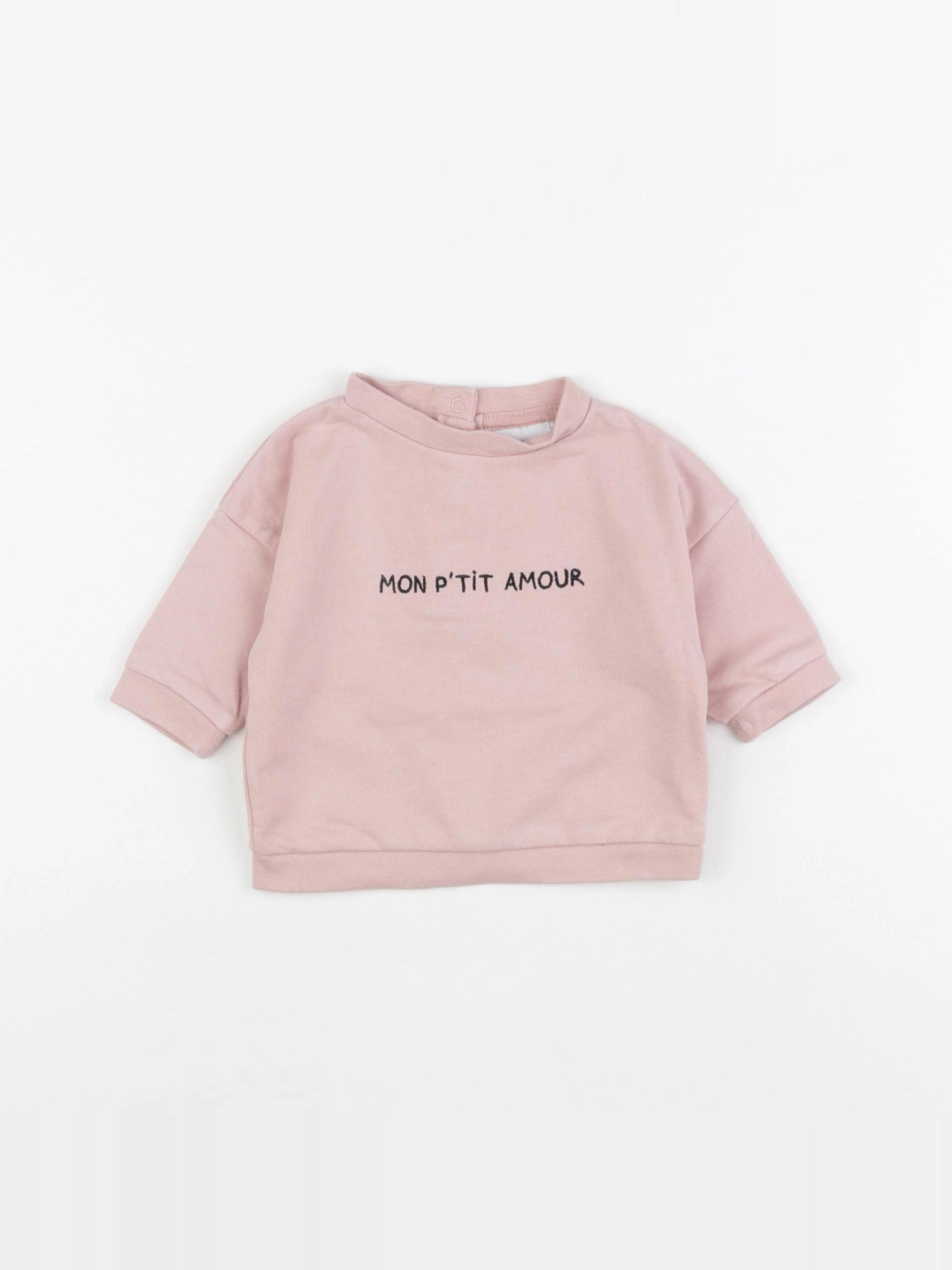Vertbaudet - sweat rose - 3 mois