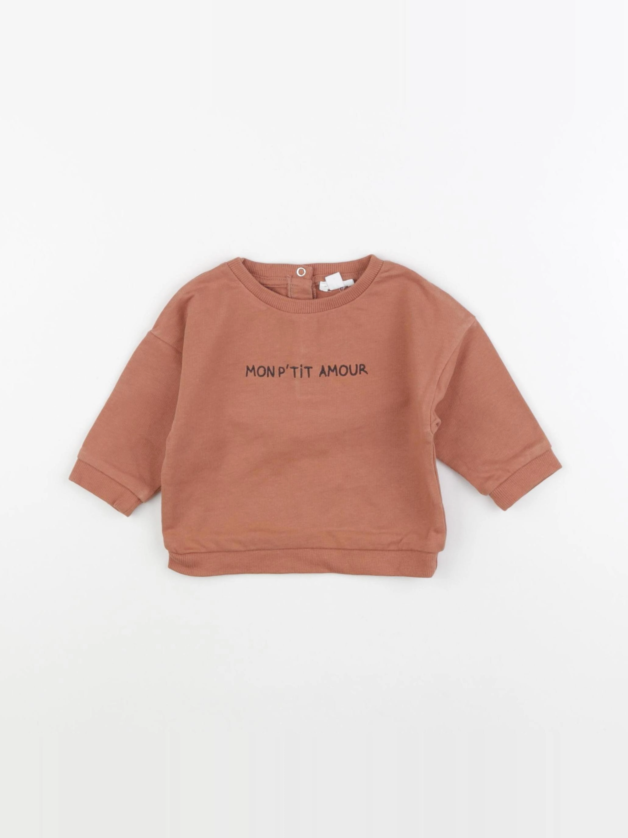 Vertbaudet - sweat marron - 6 mois