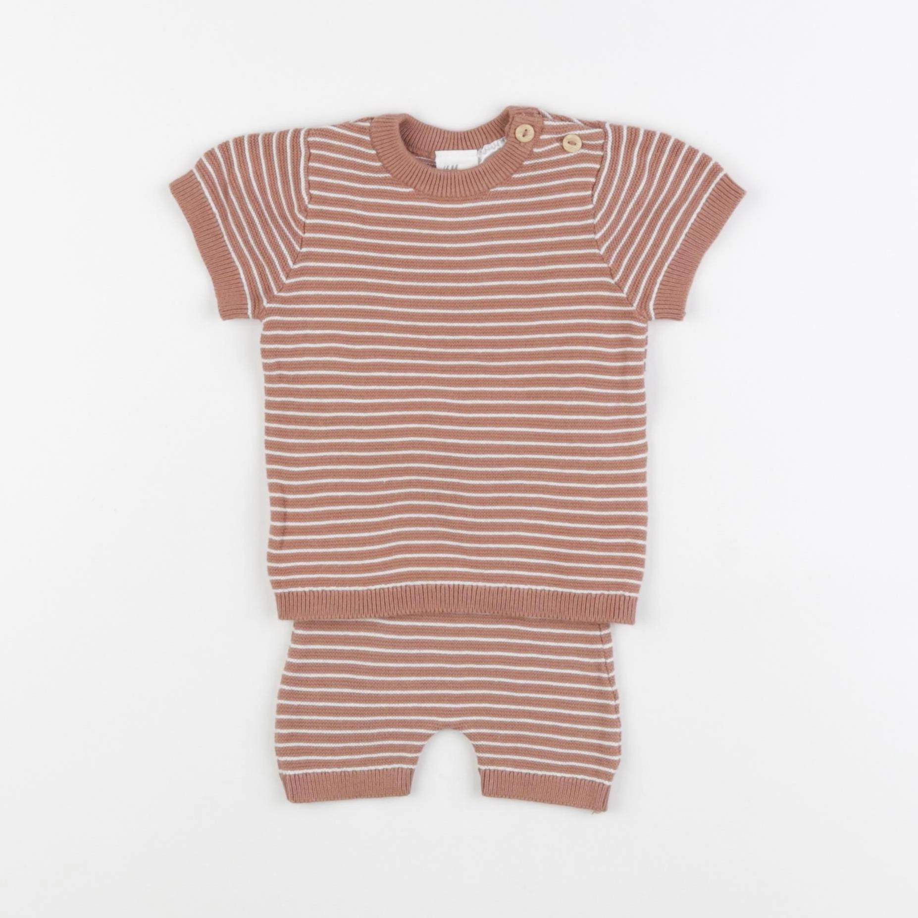 H&M - ensemble marron, blanc - 3 mois
